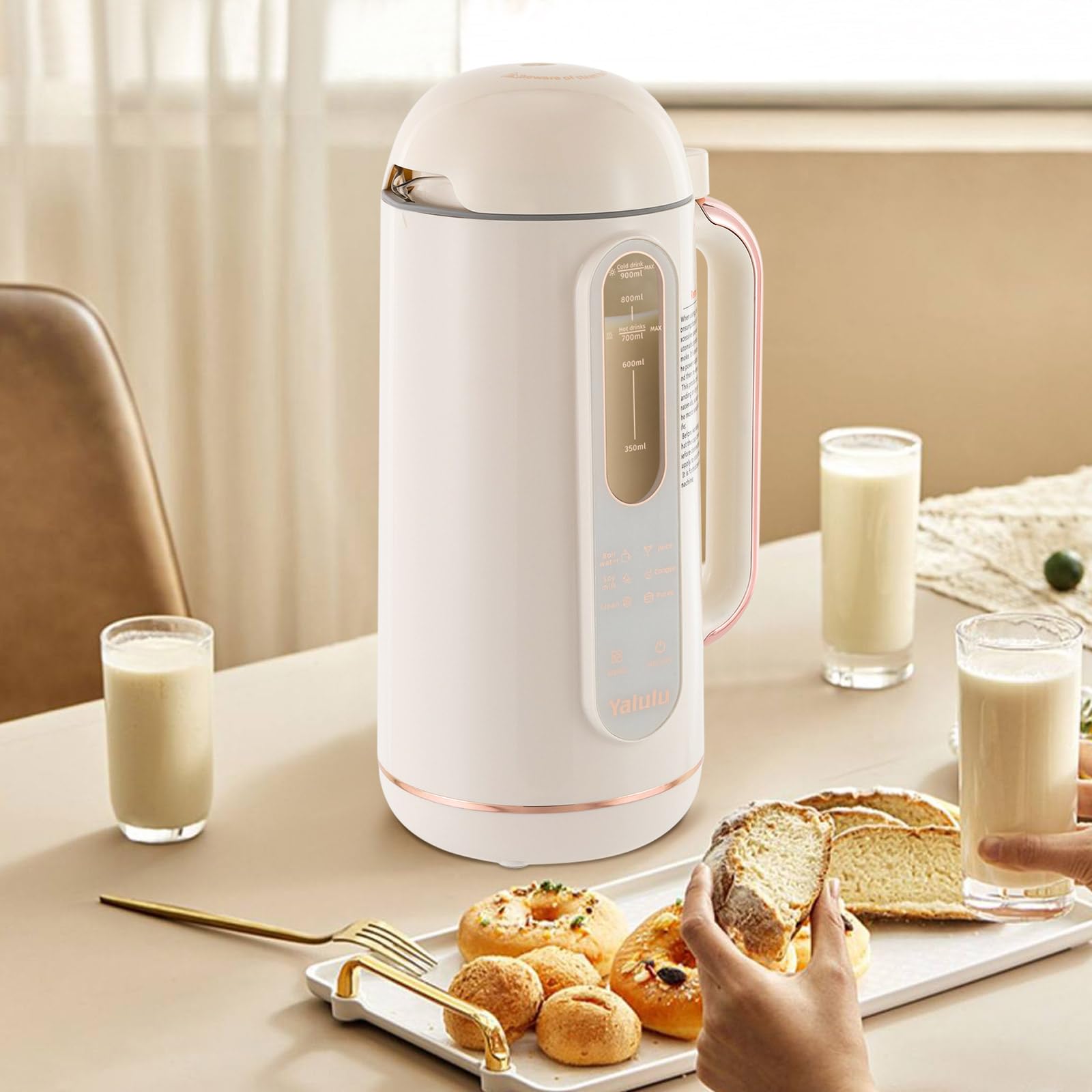 6-in-1 Nut Milk Maker Machine - 30Oz/900mL Multi-Functional Cold & Hot Homemade Almond Soy Milk Maker with Keep Warm, Auto Cleaning & Free Filter - Perfect for Vegan, Dairy-Free, Keto & Plant-Based Diets - Ideal for Breakfast Smoothies, Coffee Creamer & Healthy Beverages