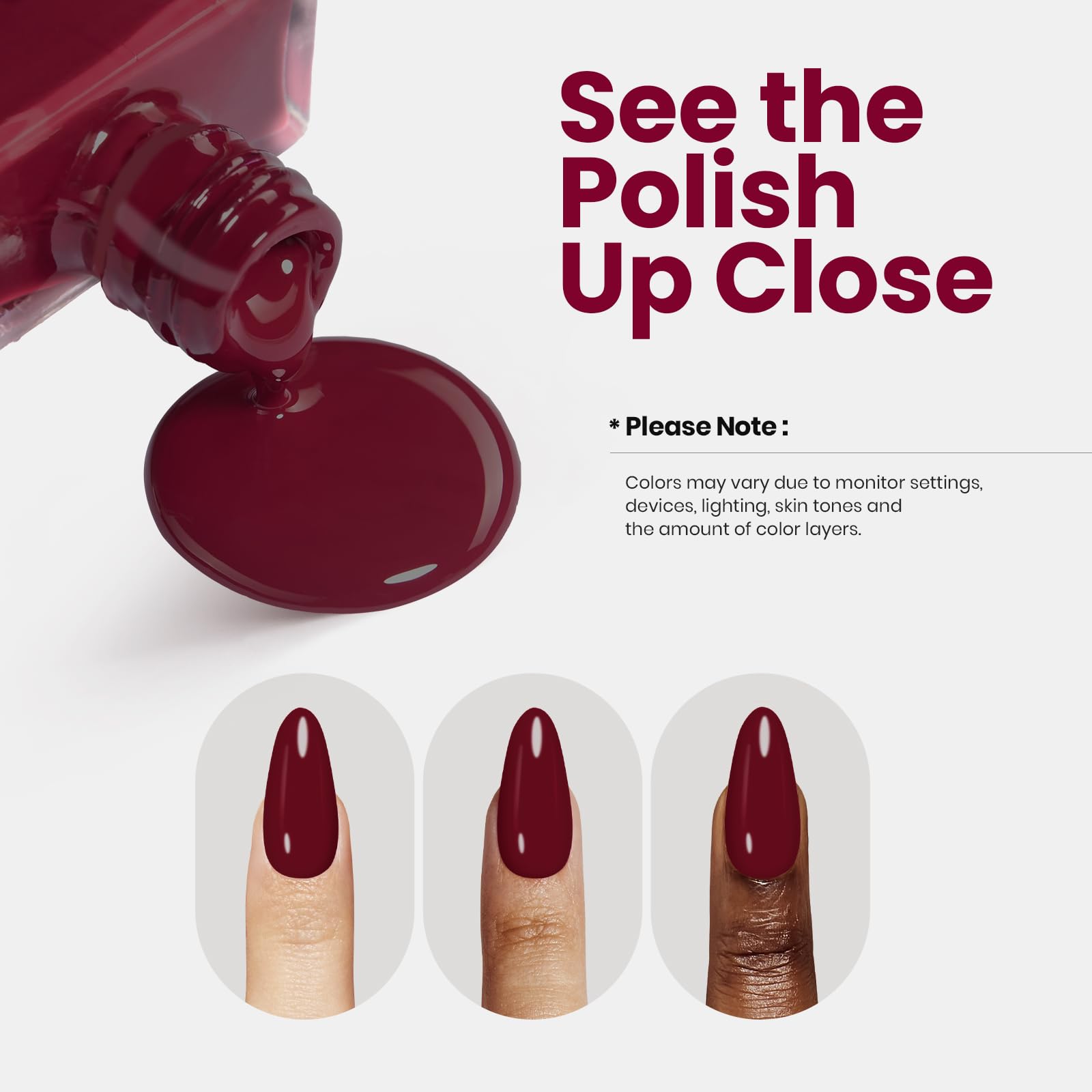 Beetles 2Pcs Dark Red Gel Nail Polish Set - Long Lasting Burgundy Nail Polish, Quick Dry Professional Gel Polish for Nail Salon & DIY Manicure | Perfect Valentine's Gift for Women, Classic Red Nail Color for Parties, Weddings & Special Occasions