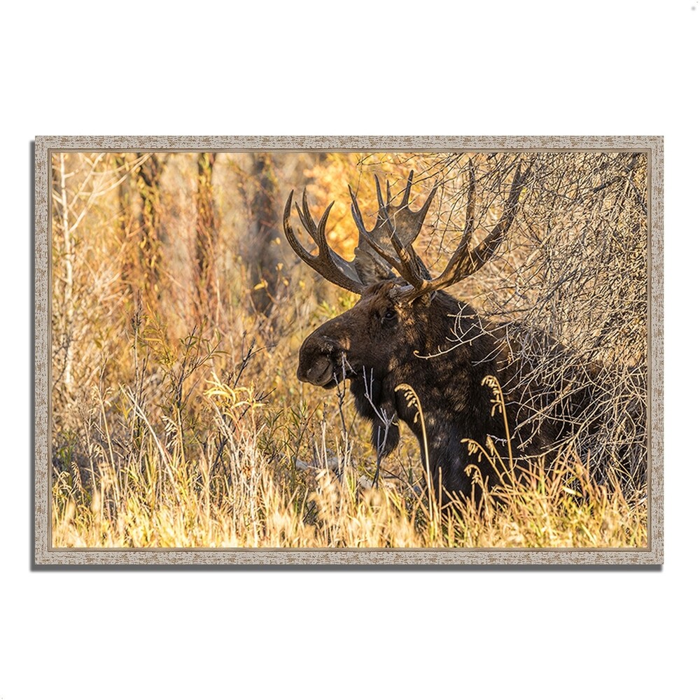 Black Antler Moose Wall Art - Premium Giclee Print on Gallery Wrapped Canvas - Perfect for Living Room, Office & Cabin Decor