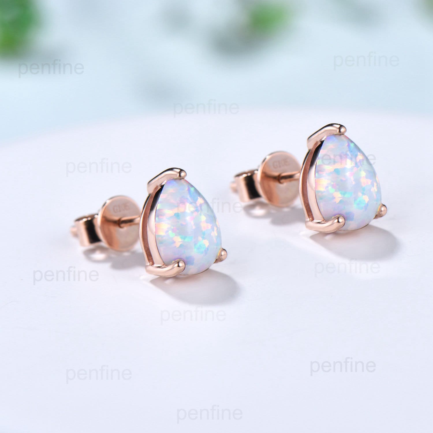 Exquisite Pear-Shaped Fire Opal Stud Earrings in Rose Gold – October Birthstone Jewelry, Minimalist Solitaire Dainty Earrings, Handmade Proposal Gift for Her, Perfect for Weddings, Anniversaries & Special Occasions