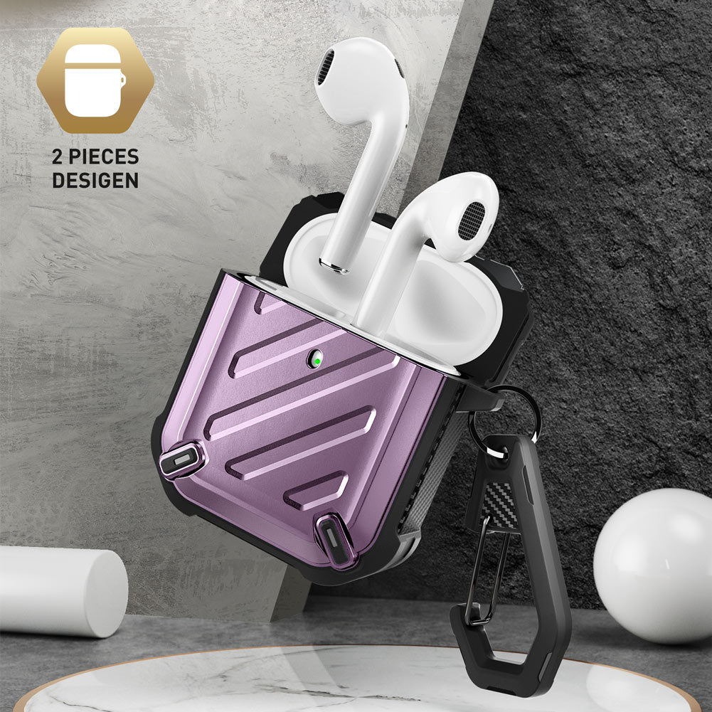 Apple AirPods 1 & 2 Unicorn Beetle Pro Rugged Case - Shockproof Protective Cover with Built-in Screen Protector, Purple - Perfect for Gym, Travel & Outdoor Activities