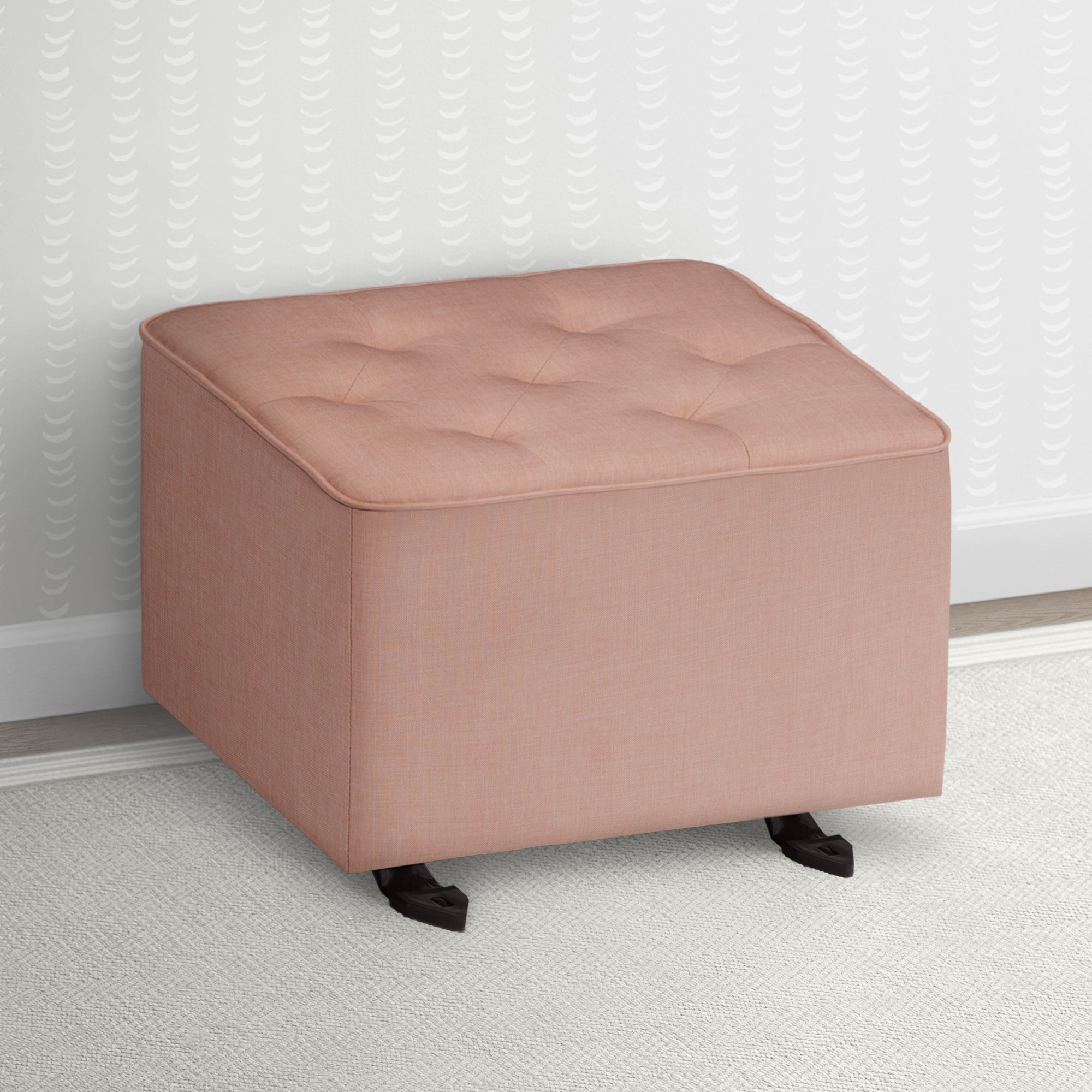 Emma Diamond Tufted Nursery Gliding Ottoman - Soft Upholstered Baby Room Footrest - Perfect for Nursing, Rocking & Nursery Decor