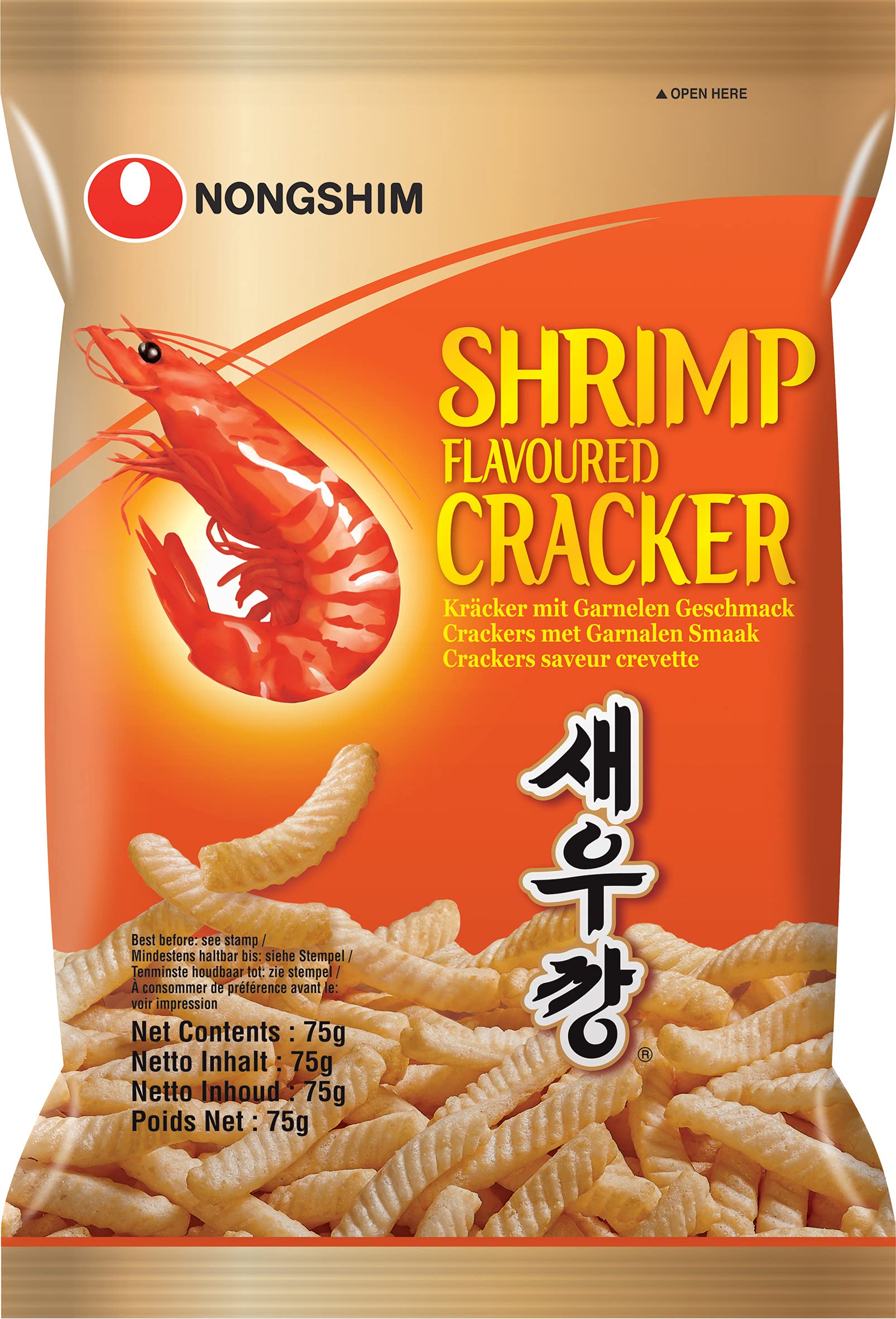 Nong Shim Shrimp Flavored Cracker - Crispy Korean Seafood Snack, 75g Pack | Perfect for Office Snacks, Movie Nights & Asian Food Lovers