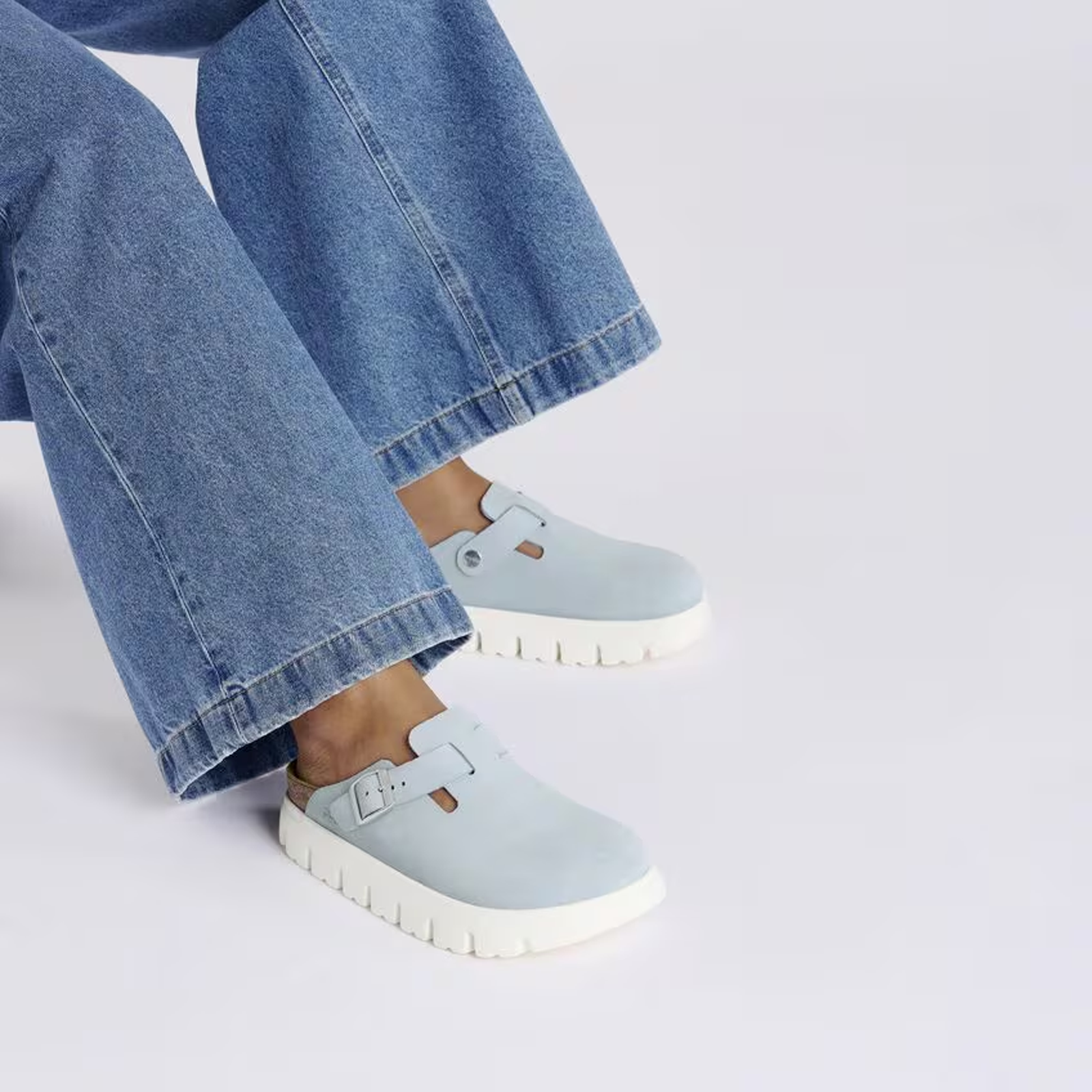 Birkenstock Boston Chunky Narrow Clog (Women)   Baby Blue Suede