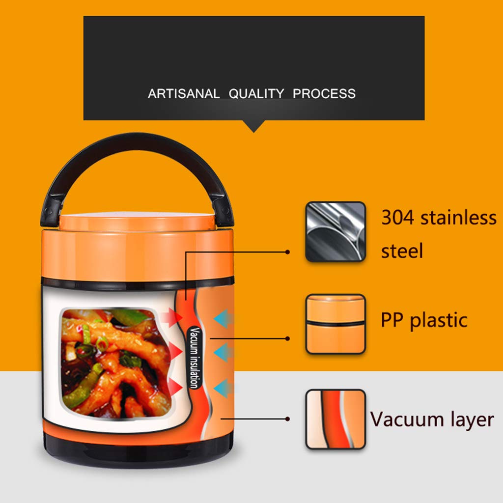 Vacuum Insulated Stainless Steel Lunch Box - 1.5L Thermal Food Container with Lid, 304 Stainless Steel Construction, Leak-Proof Thermos for Hot & Cold Meals - Perfect for School, Office, Picnics & Outdoor Activities (Yellow)