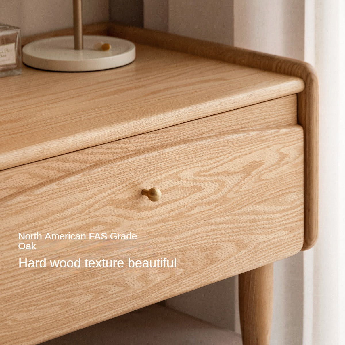 Solid Oak Wood Small Dressing Table with Mirror - Compact Vanity Desk for Bedroom, Makeup & Beauty Station - Perfect for Small Spaces & Apartment Living