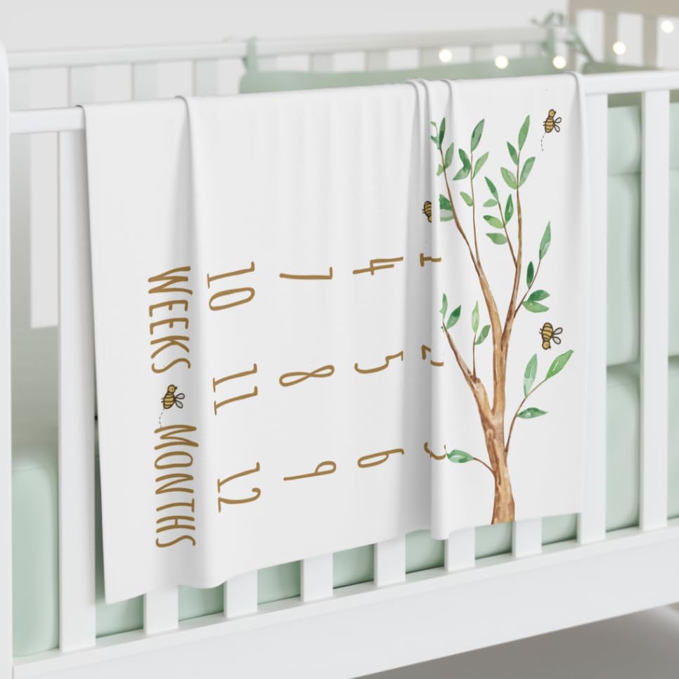 Winnie Bear Baby Milestone Blanket - Minky Fleece 60x40