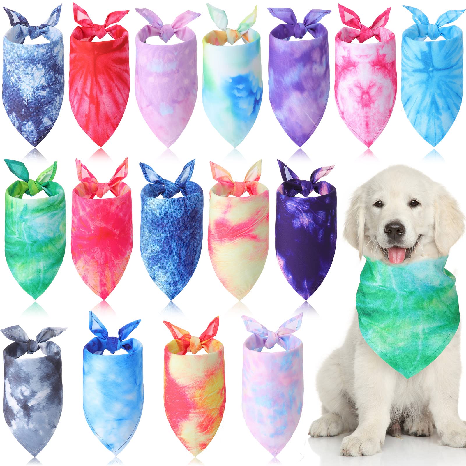 16 Pcs Cowboy Dog Bandanas - Washable Pet Bandana Collar for Small Medium Large Dogs & Cats - Cute Triangle Scarf for Holidays & Seasonal Events - Perfect for Western Parties, Pet Photos & Outdoor Adventures (Vivid Style)