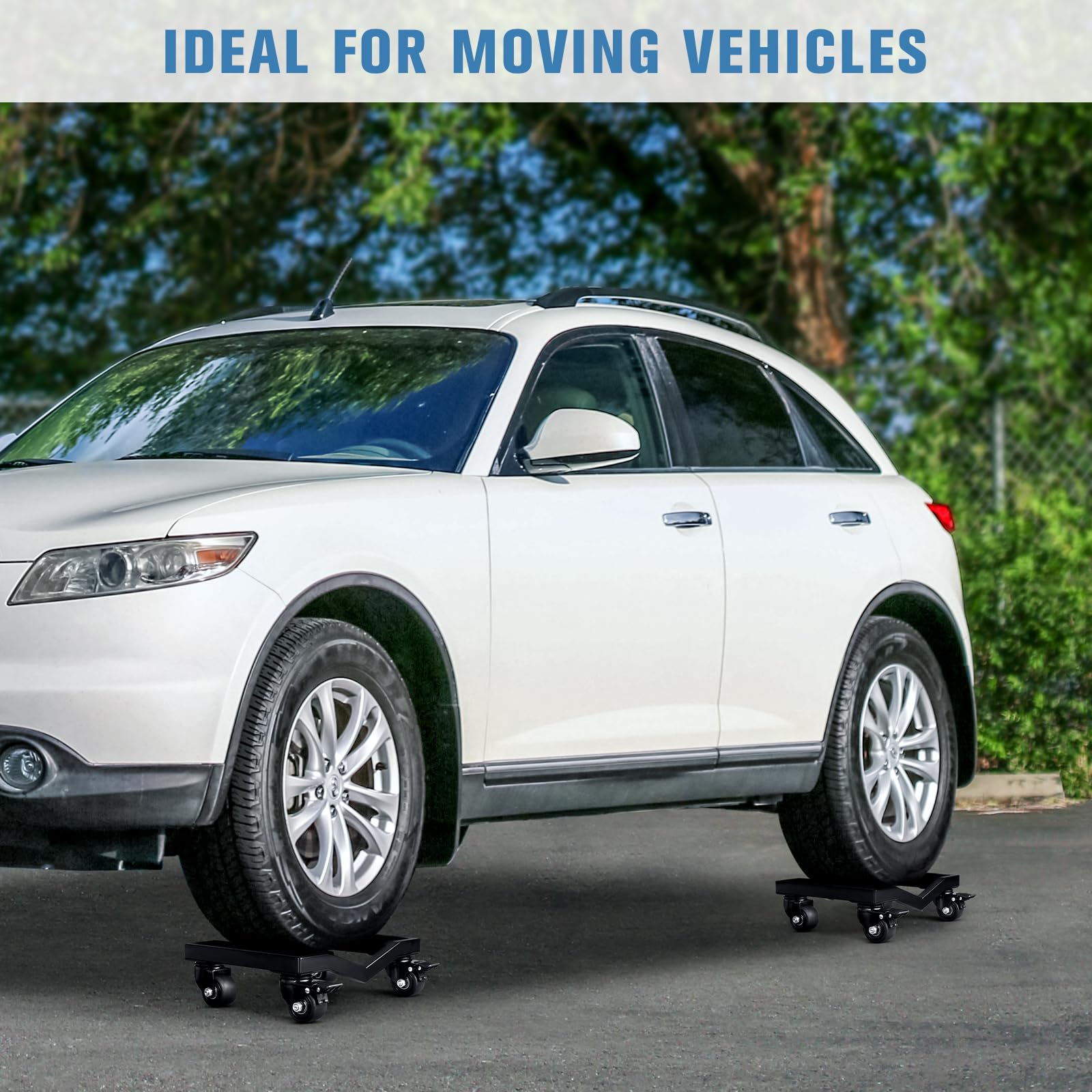 KEDSUM 4-Pack Heavy Duty Car Wheel Dolly Set - 6000 LBS Capacity, Double V-Shaped Design for Moving Cars, SUVs, Sports Cars & Motorcycles - Perfect for Garage Storage, Auto Repair Shops & Vehicle Relocation