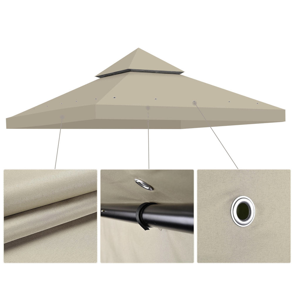 10x10 ft Waterproof Gazebo Canopy Replacement Top - Durable Outdoor Shade Cover for Patio, Deck, Backyard, and Garden Parties