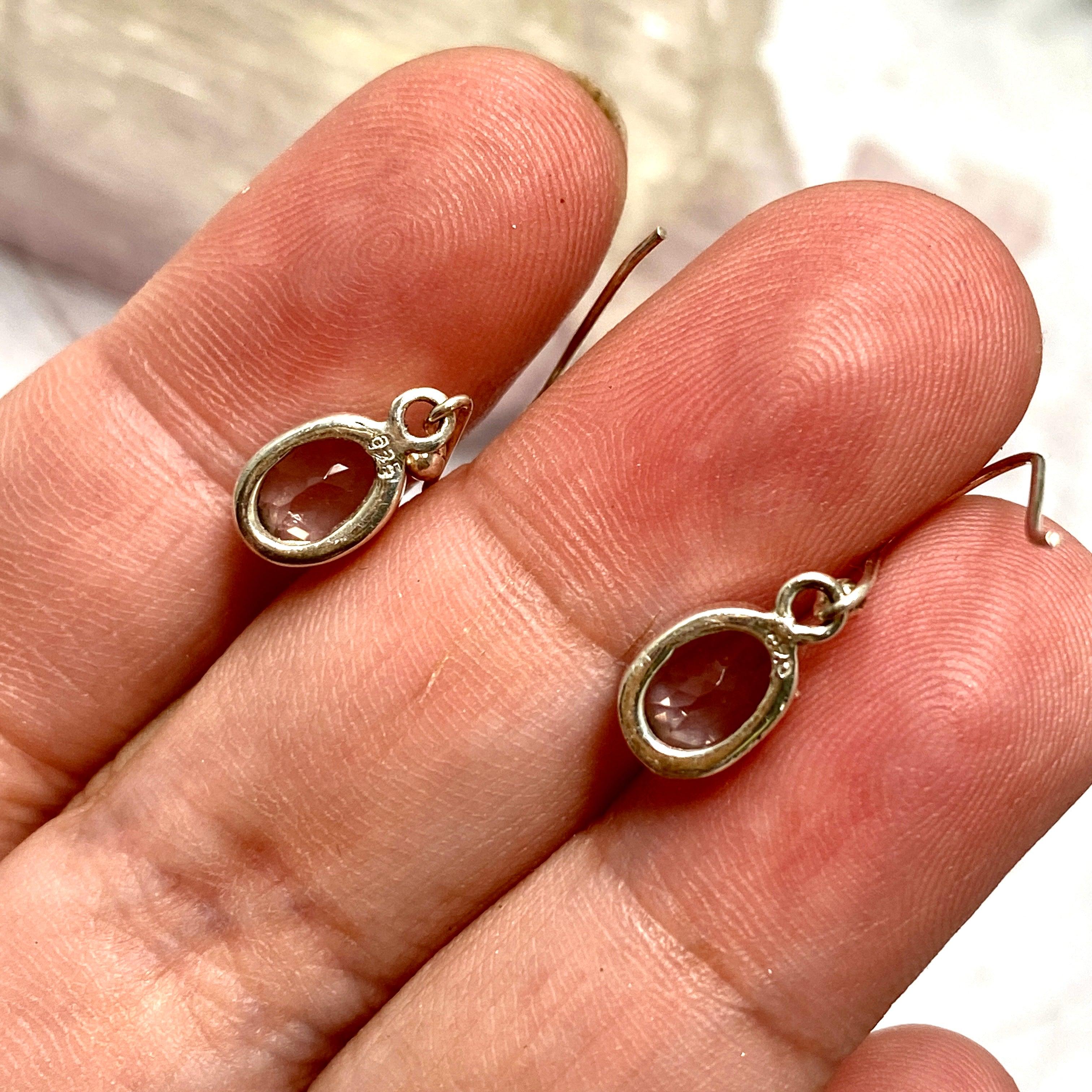 Rose Quartz Petite Oval Faceted Earrings R2363 RQO - Elegant Dainty Jewelry for Women, Perfect for Weddings, Parties & Everyday Wear