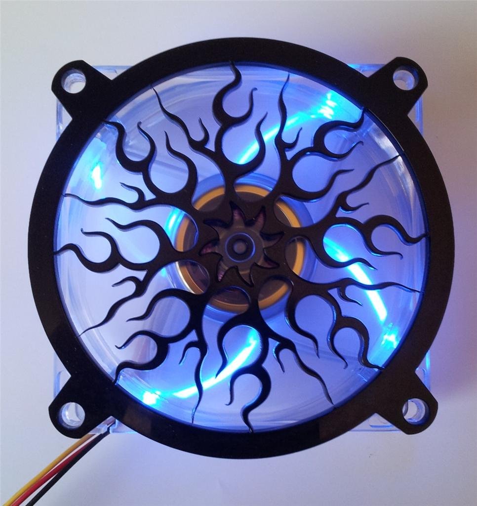 Custom 120mm Acrylic Flame PC Fan Grill for Gaming PCs