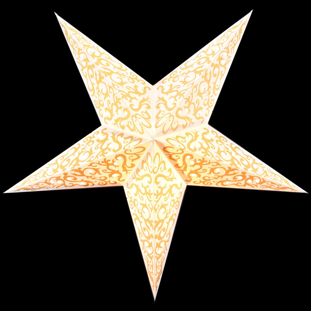 24K Gold Bramble Glitter Paper Star Lantern - Hanging Decoration for Christmas, Party, Wedding & Home Decor