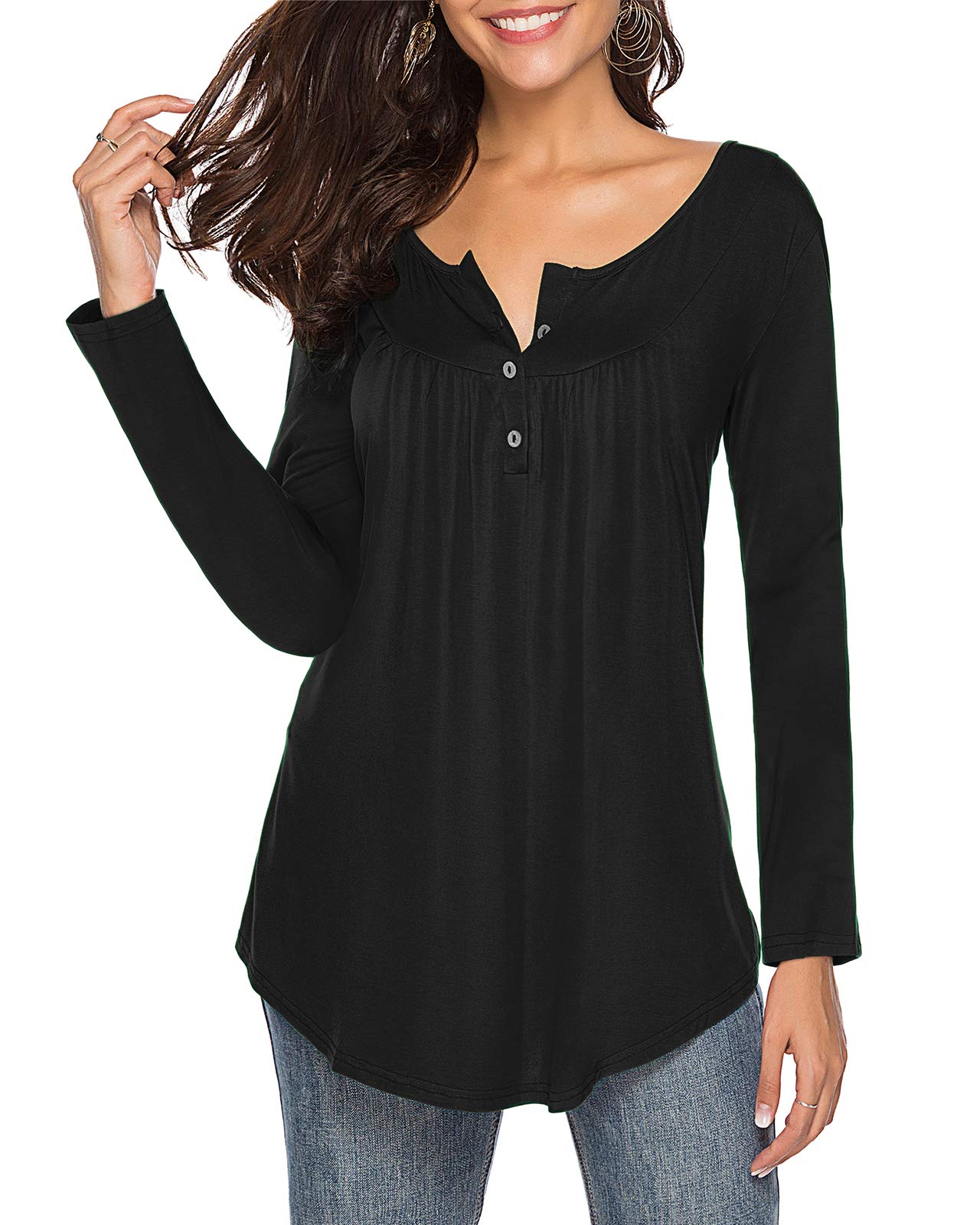 Women's Casual V-Neck Short Sleeve Button-Up Blouse - Loose Fit Tunic Top for Everyday Wear | Perfect for Work, Weekend & Summer Outfits