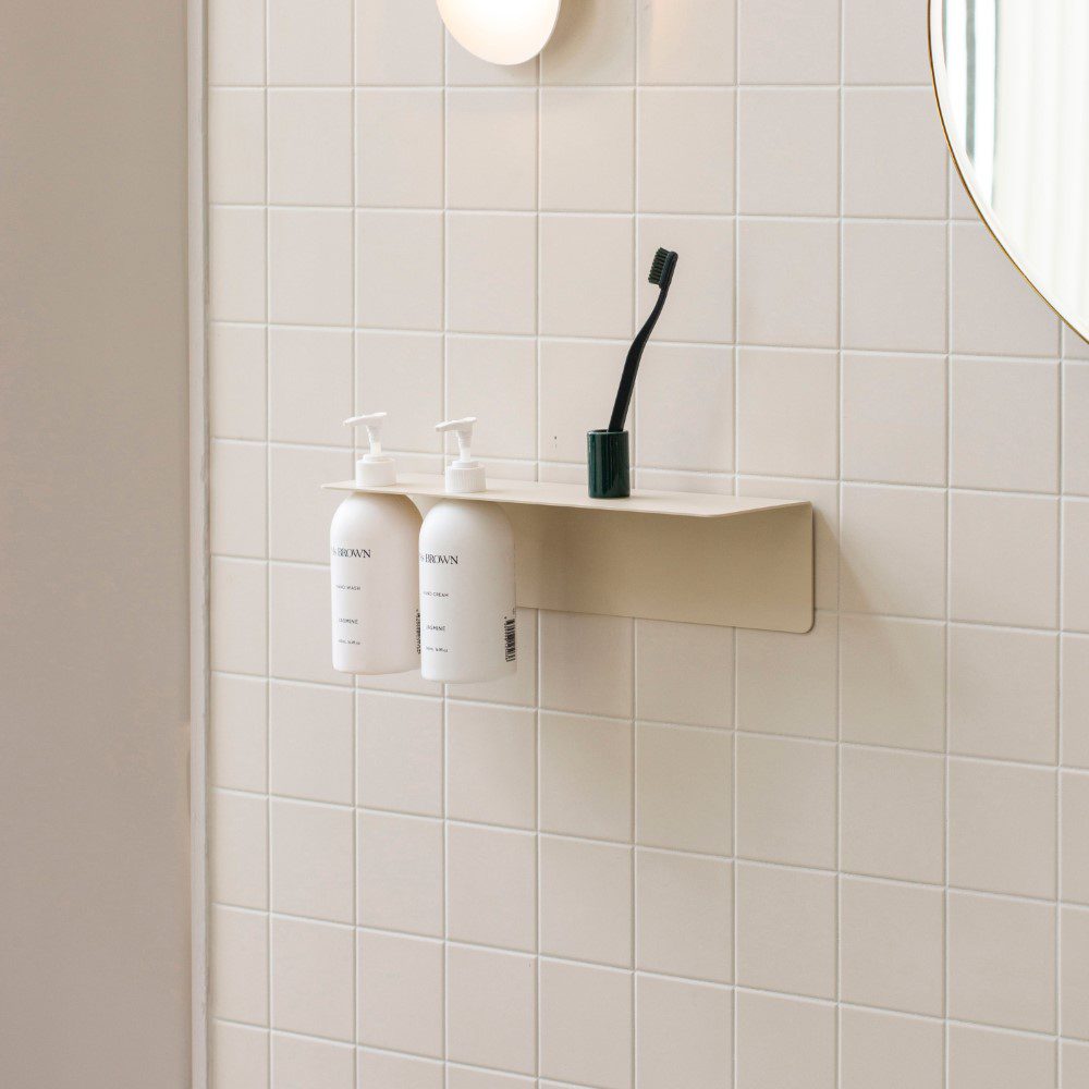 DESIGNSTUFF Dual Soap Dispenser Holder - Wall Mounted Bathroom Organizer for Liquid Soap & Lotion (Sand Color) - Perfect for Kitchen, Bathroom, and Laundry Room Storage