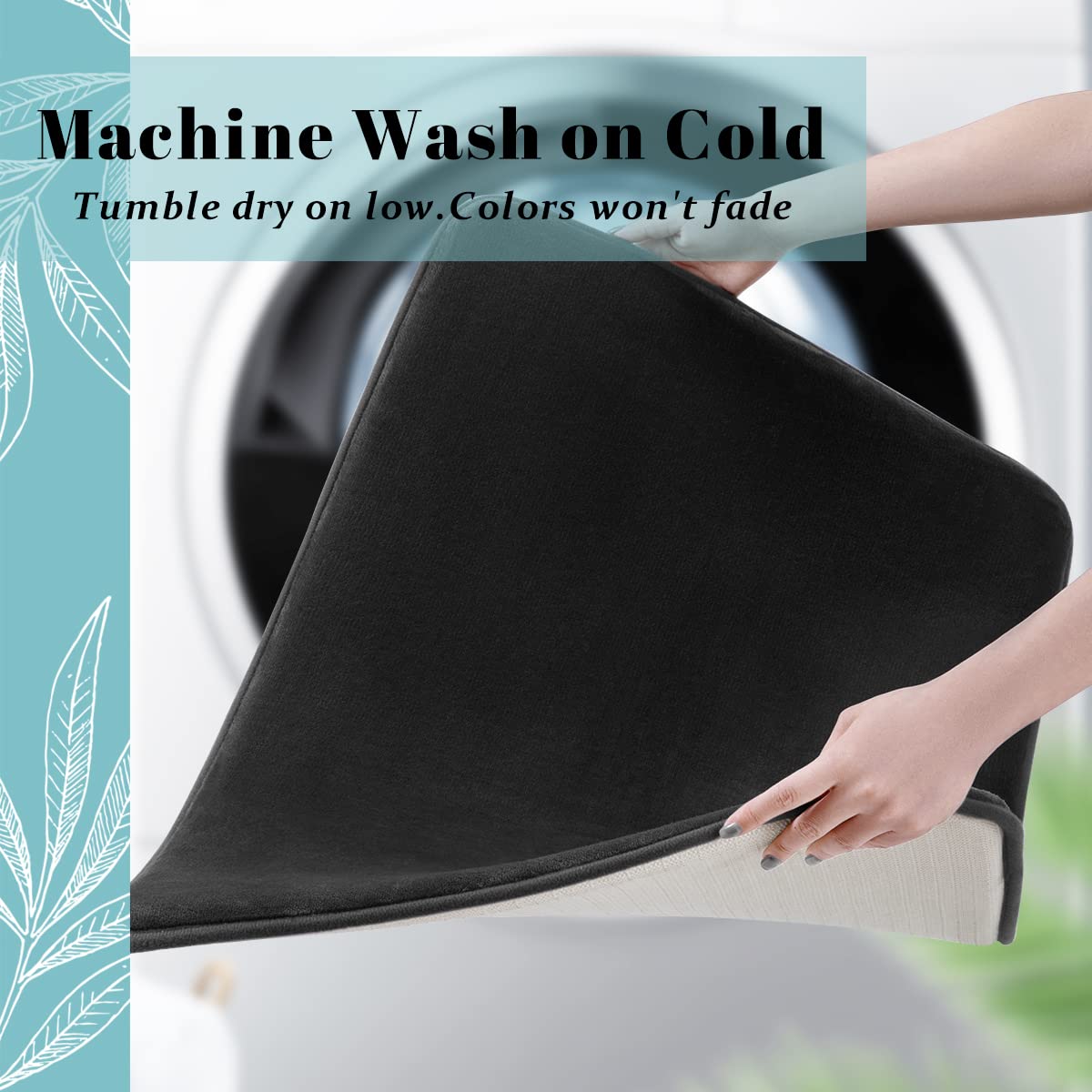 SONORO KATE Ultra Absorbent Non-Slip Memory Foam Bath Rug - Soft Velvet Bath Mat for Bathroom Floor - Machine Washable & Quick Dry - 17x24 Inches Black - Perfect for Bathroom, Shower & Spa Areas