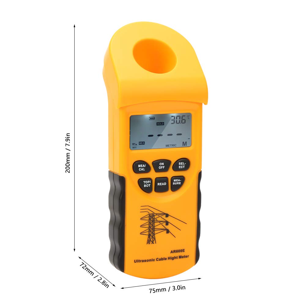 Ultrasonic Cable Height Meter - Digital LCD Display for 6 Cables | Portable Cable Height Measuring Instrument with Plastic Case | Perfect for Electricians, Telecom Technicians & Utility Workers