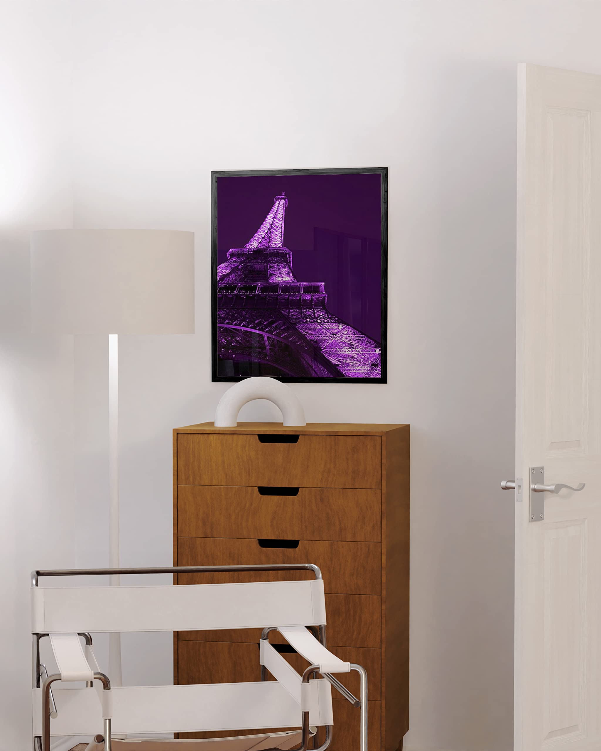 HAUS AND HUES Purple Paris Wall Art - Aesthetic Bedroom Decor for Teens & Girls, Black Framed 12