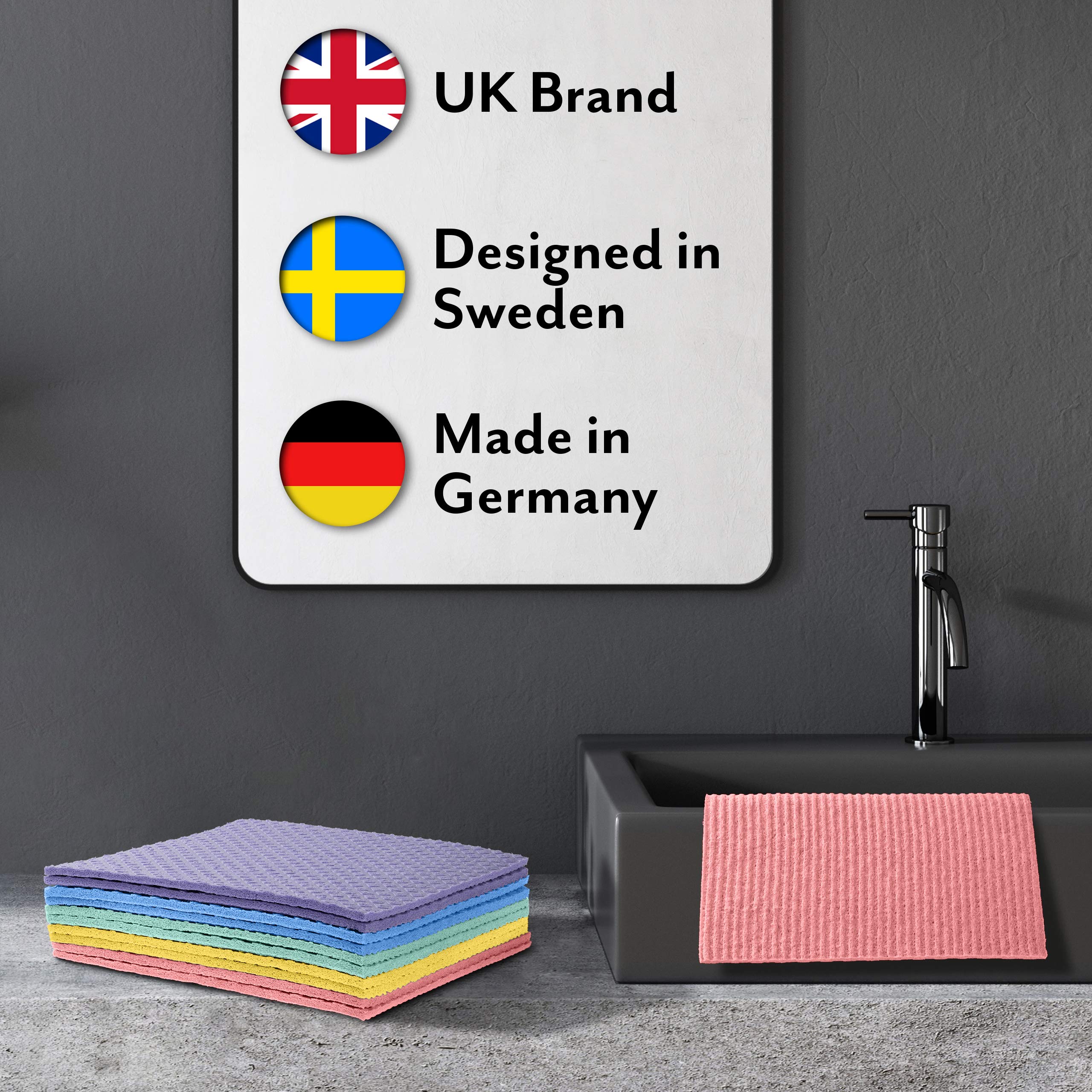 Green Dodo Swedish Dishcloth 10 Pack - Eco-Friendly, Biodegradable & Reusable Kitchen Sponge Cloths - Super Absorbent, Odor-Free Alternative to Paper Towels - Perfect for Dishwashing, Counter Cleaning & Sustainable Home Use