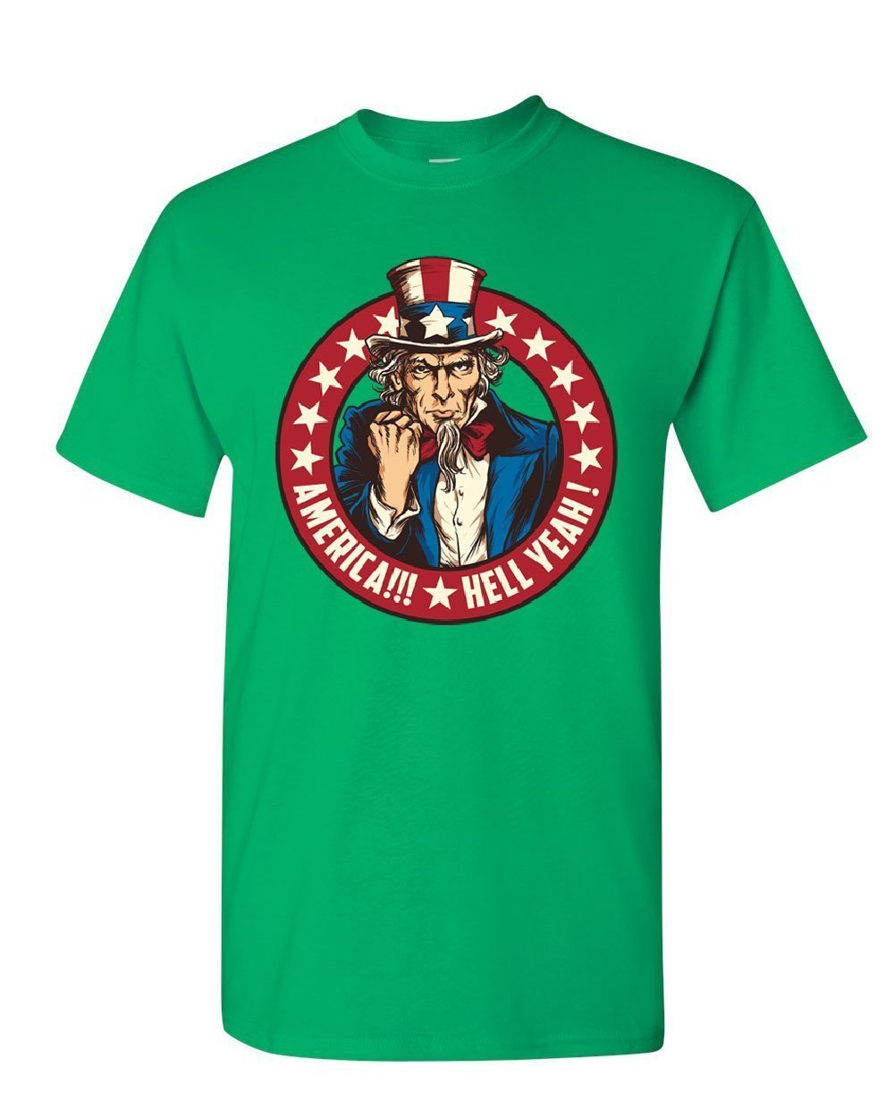 Patriotic American Flag T-Shirt for Men - USA Uncle Sam Graphic Tee with 'Hell Yeah' Print - Perfect for 4th of July, Veterans Day & Patriotic Events
