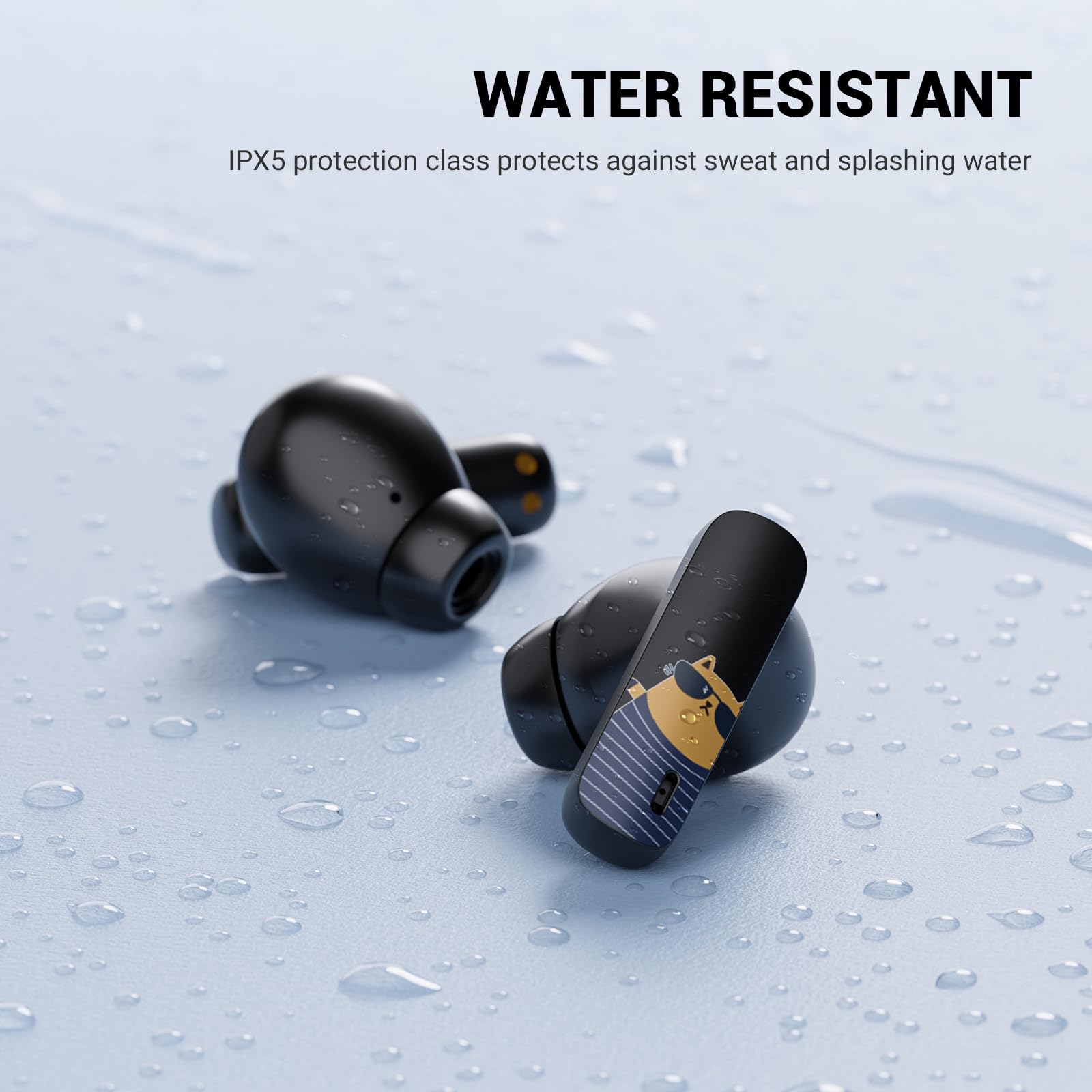 Wireless Bluetooth 5.3 Earbuds with Charging Case, Lightweight Stereo Headphones with Mic for iPhone Android, True Wireless Earphones for Calls Music Gym Running Travel - Black