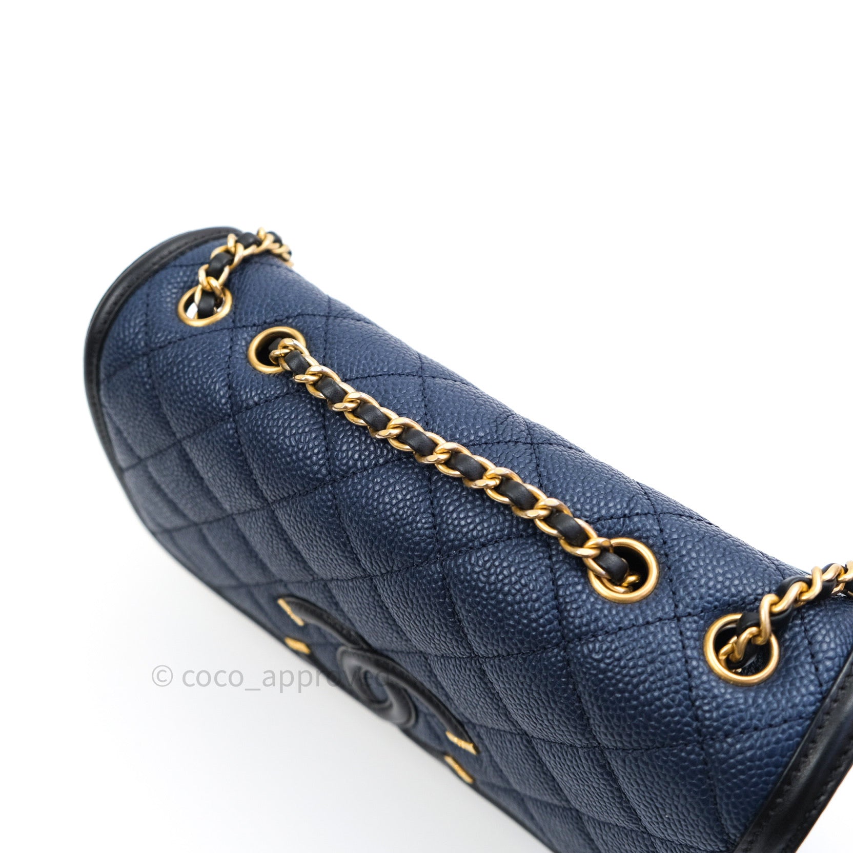 Chanel Caviar Quilted Small CC Filigree Flap Bag in Navy & Black - Luxury Crossbody Purse for Women, Perfect for Evening Events & Daily Use
