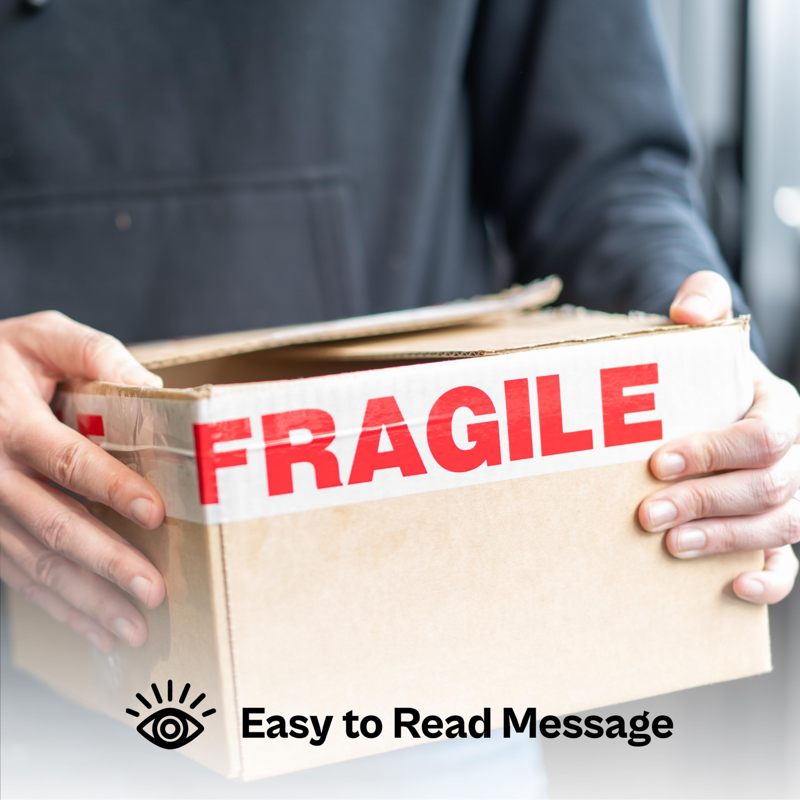 PSBM Fragile Shipping Tape - 3 Inch x 110 Yards, 24 Pack - Red 'Fragile Handle with Care' Printed on White Tape - Ideal for Moving Boxes, Package Protection & Warehouse Shipping Supplies