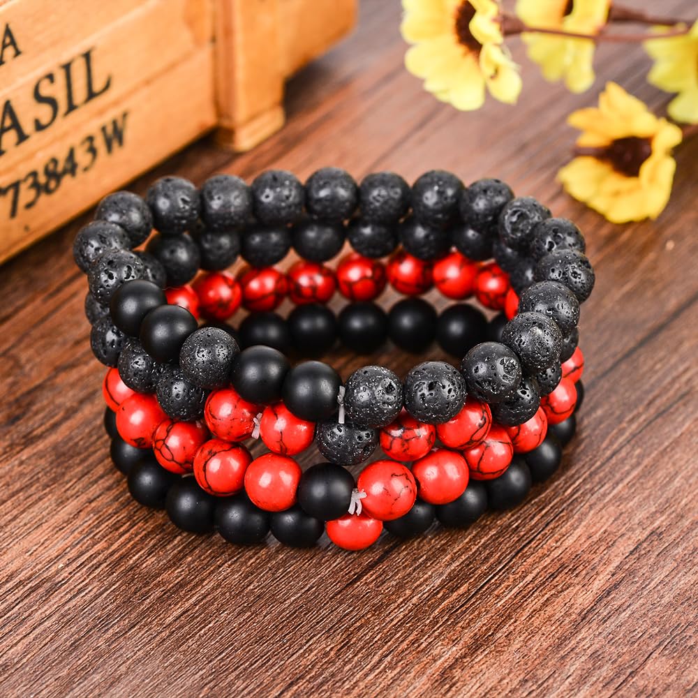 MJartoria Adjustable Beaded BFF Bracelets for 2 - Handmade Natural Stone Matching Friendship Bracelets for Women, Couples | Best Friend Gifts, Anniversary Present, Sister Jewelry for Special Occasions