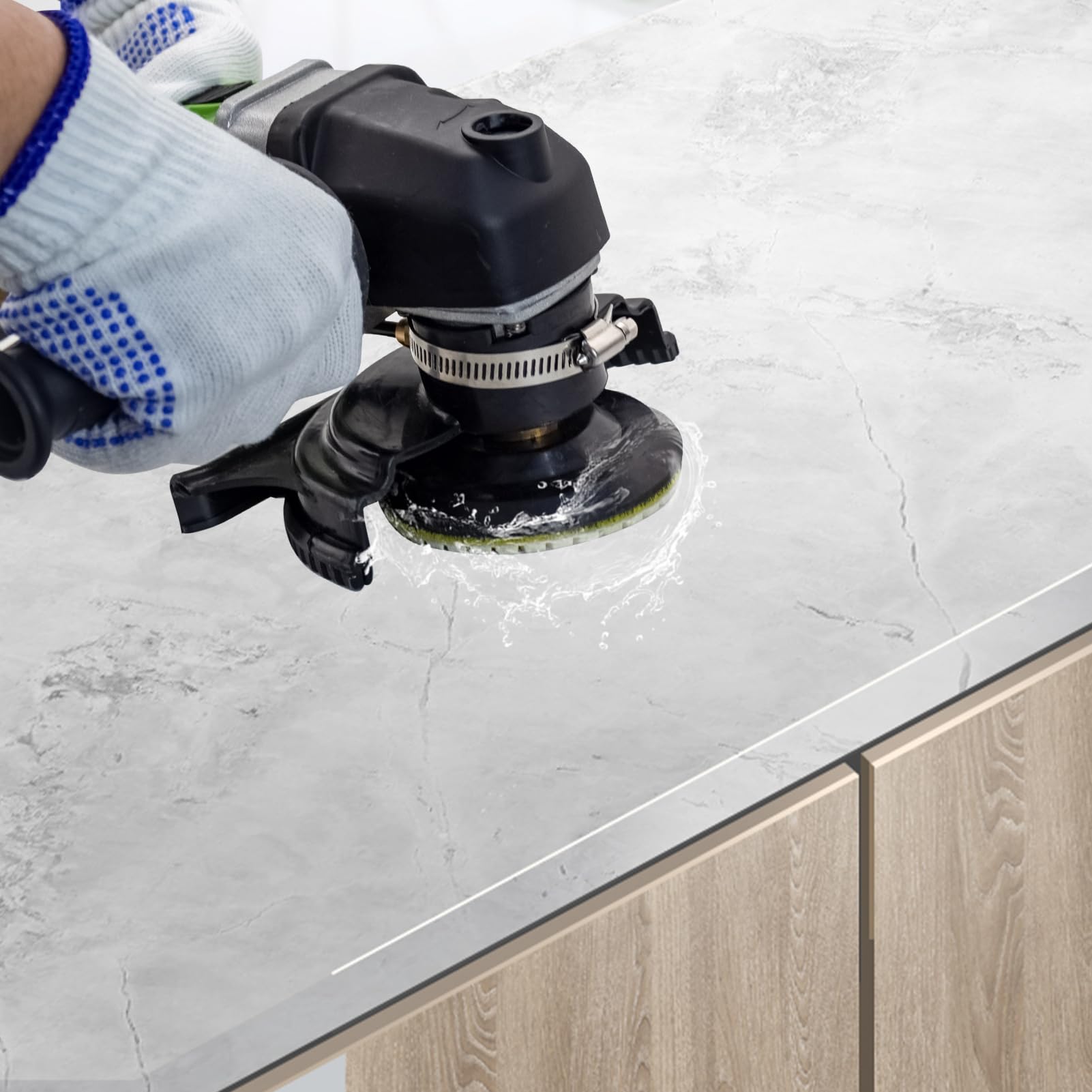 800W 4-Inch Electric Wet Stone Polisher - Variable Speed Grinder & Buffing Machine with 7PCS Diamond Polishing Pads - Perfect for Granite, Tile, Concrete Countertops & Floors - Ideal for Home Renovation, DIY Projects & Professional Surface Polishing
