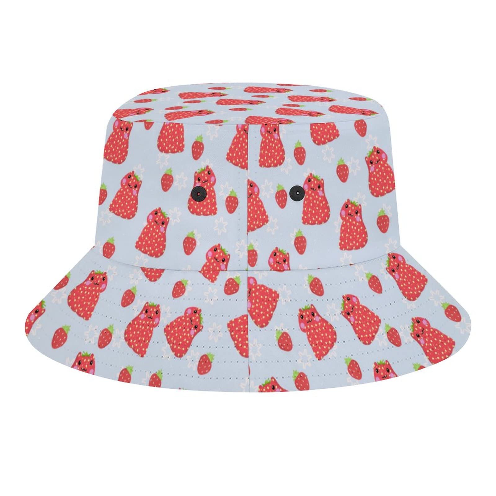 Stylish Strawberry Frog Print Bucket Hat for Women & Men - Lightweight Packable Summer Sun Hat for Beach, Fishing, Travel & Outdoor Activities - Unisex Adjustable UV Protection Cap