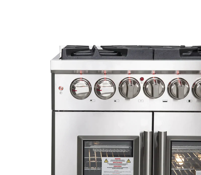 FORNO Massimo 30 Inch Freestanding Dual Fuel Range with French Doors - Stainless Steel FFSGS6325 | Professional Gas & Electric Oven for Home Cooking, Baking & Entertaining