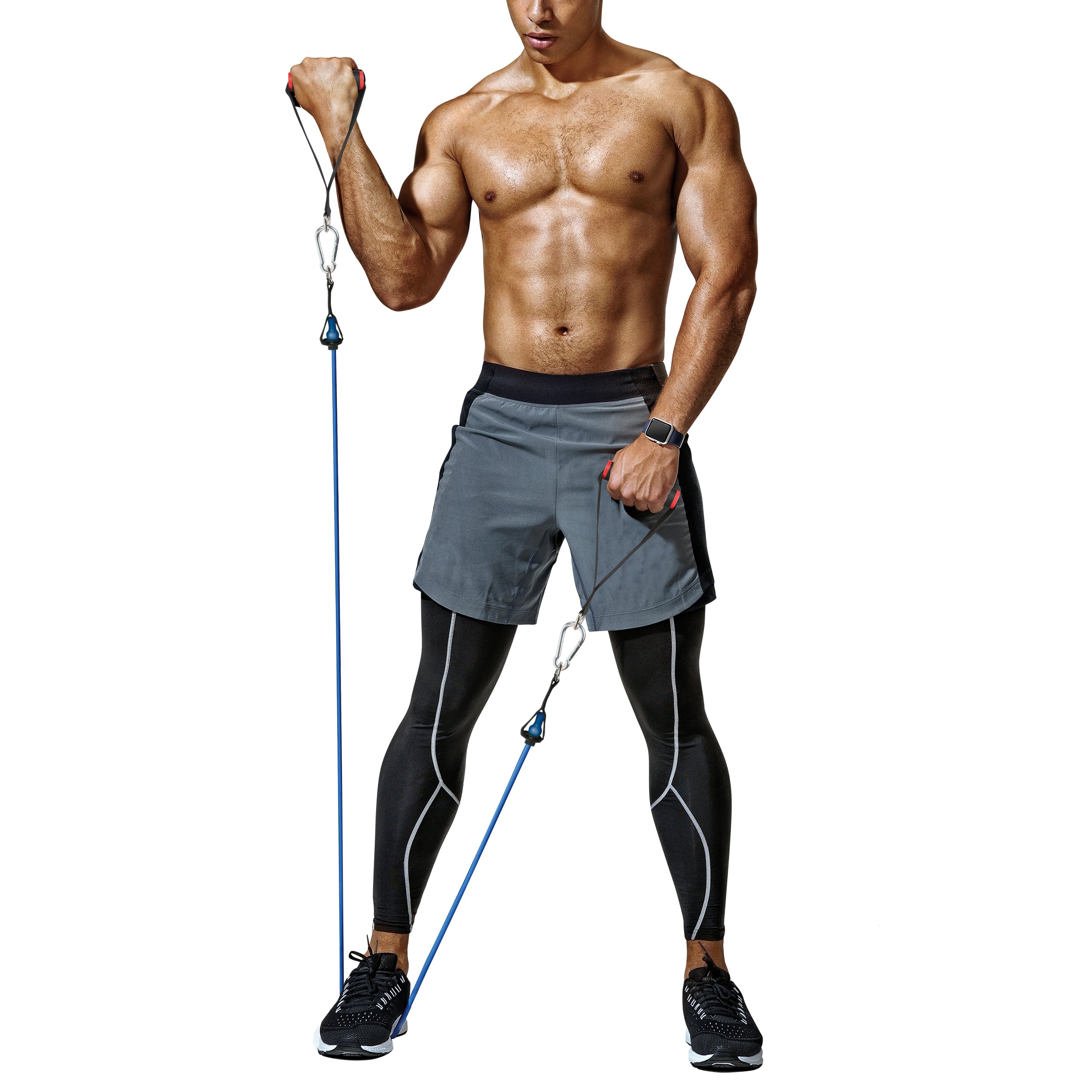PRCTZ 10-50lb Resistance Bands Set with 5 Exercise Tubes, Door Anchor, Ankle Straps & Carry Bag - Full Body Workout for Home Gym, Strength Training & Physical Therapy