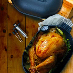 12 Qt. Cast Iron Covered Oval Roaster – Heavy Duty Dutch Oven for Braising, Stewing & Baking – Perfect for Soups, Casseroles & Family Dinners