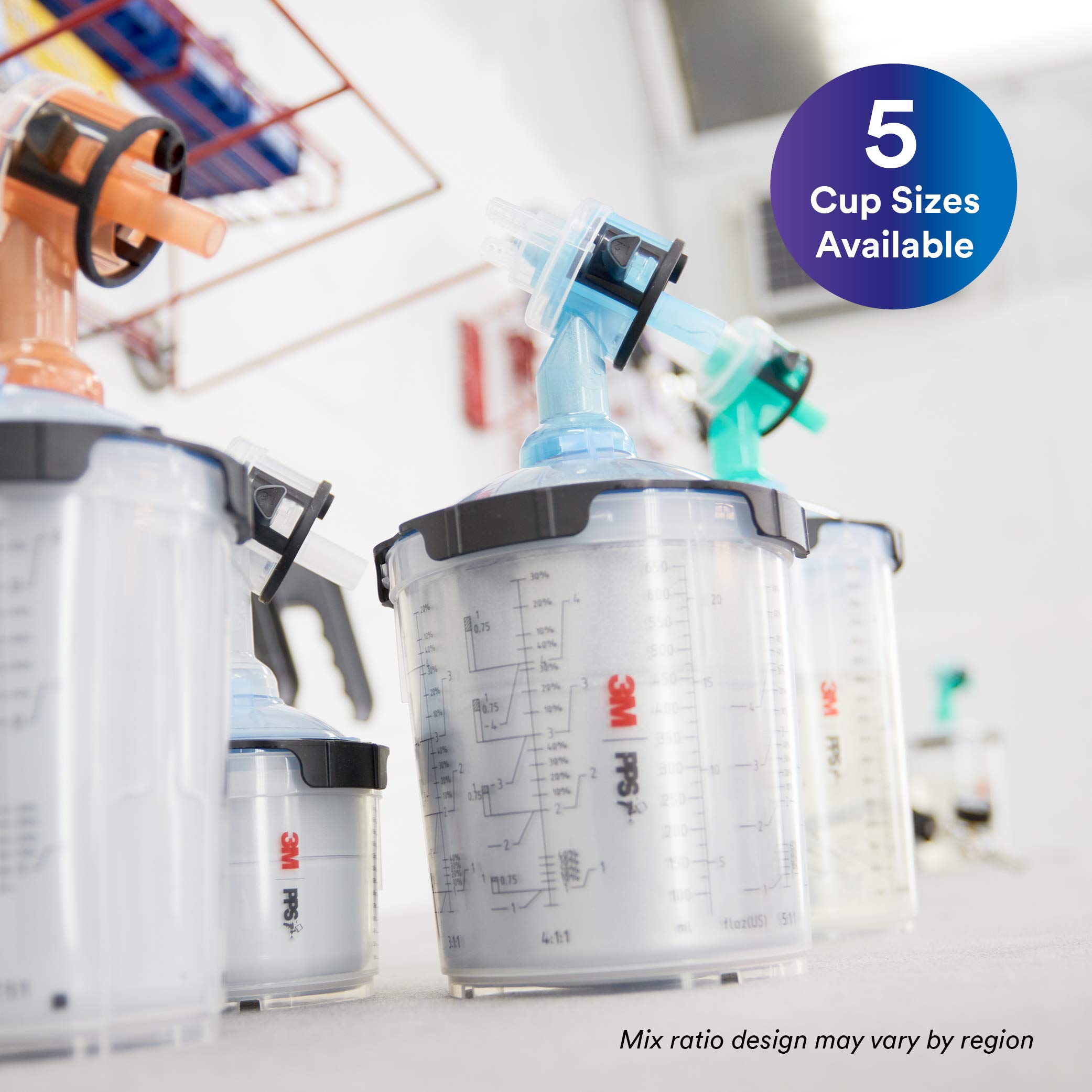 3M PPS 2.0 Spray Gun Cup System - 28oz Large Paint Cup with 50 Disposable Lids & Liners, 125-Micron Filter & 32 Sealing Plugs - Perfect for Automotive Painting, Furniture Refinishing & Home DIY Projects