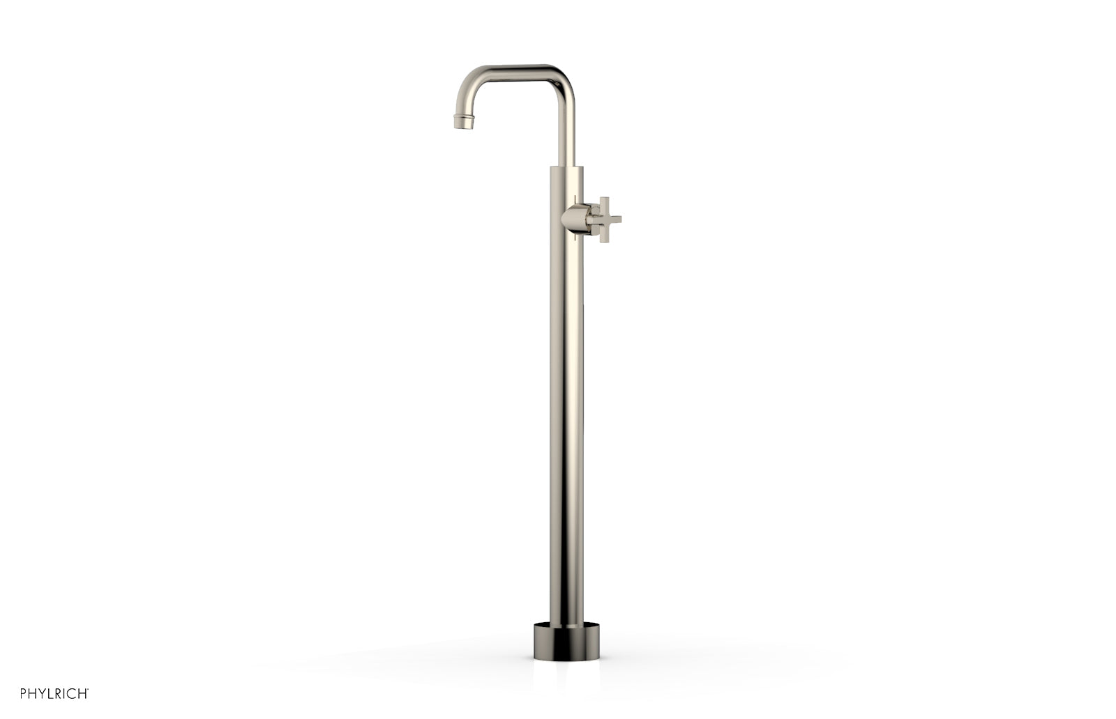 HEX MODERN Tall Floor Mount Tub Filler with Cross Handle - Model 501 54 02 - Perfect for Contemporary Bathroom Designs and Freestanding Bathtubs