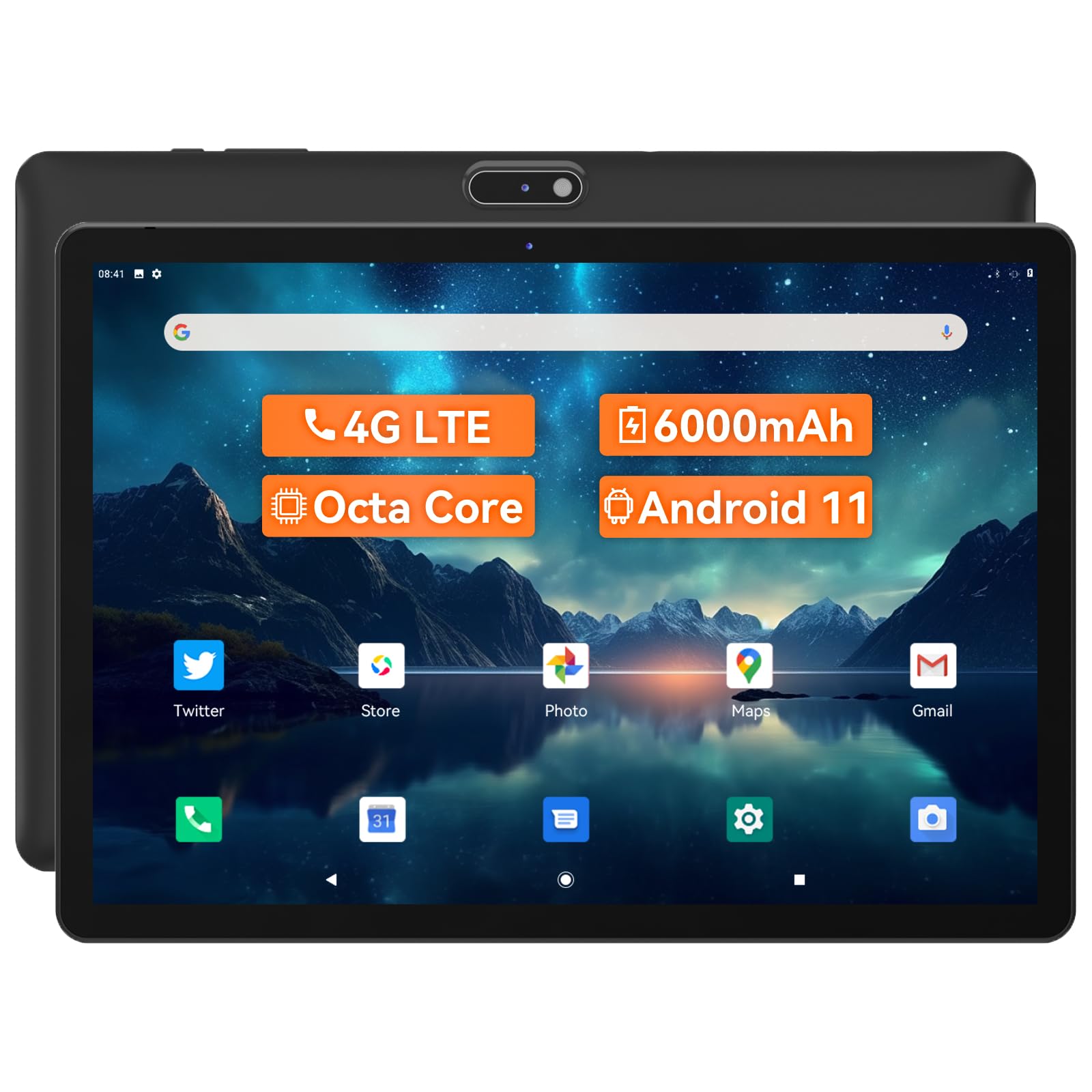 Octa-Core Android Tablet with SIM Card Slot - 10 Inch Unlocked 4G LTE & WiFi Tablet, 128GB Expandable Storage, 6000mAh Battery, GPS, Dual Camera - Perfect for Kids Learning & Travel (LeoPad10X)
