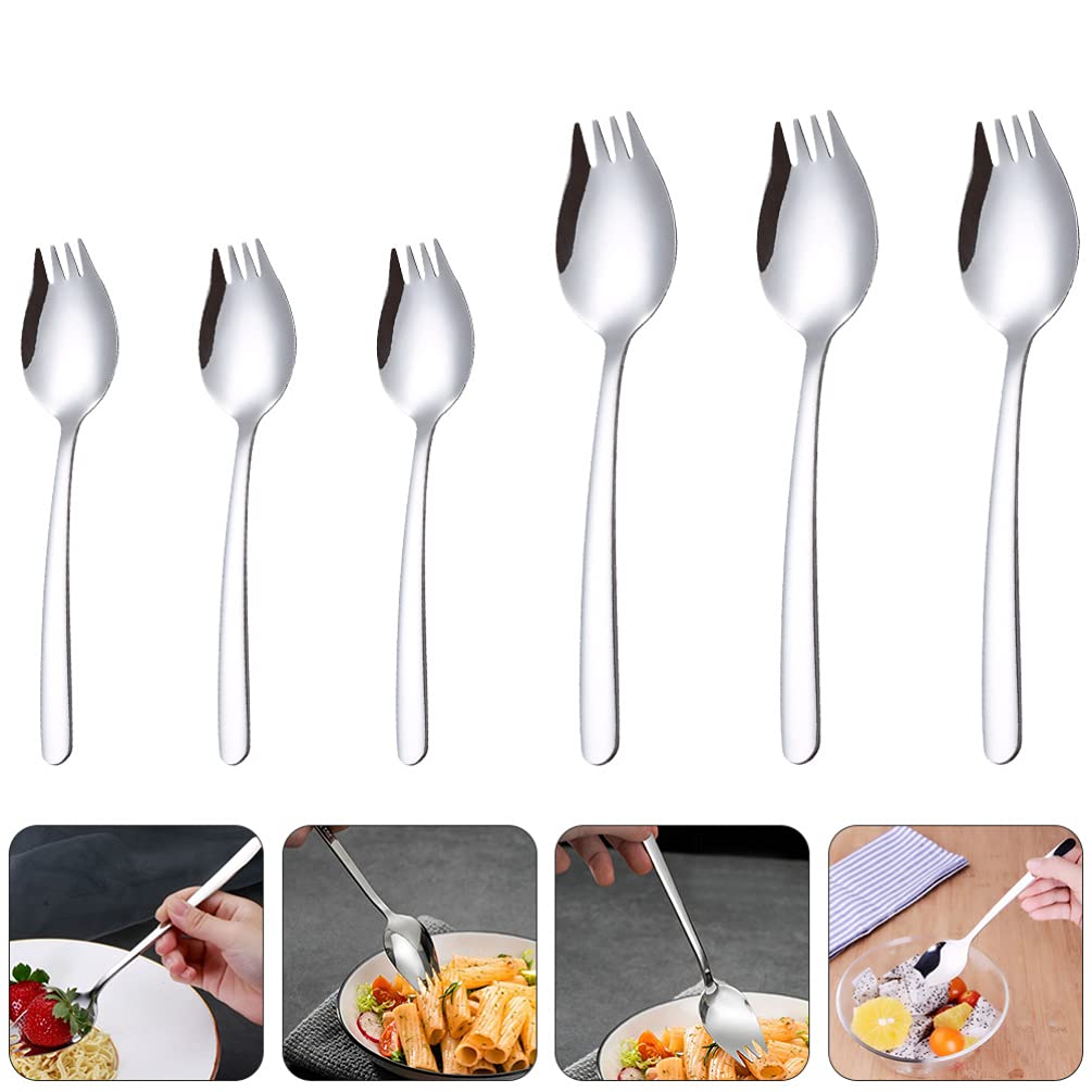 DOITOOL 6-Piece Stainless Steel Outdoor Cutlery Set - Forks, Spoons, Salad Sporks & Ice Cream Scoops - Durable Camping, Picnic, BBQ & Party Tableware for Desserts, Cakes & Outdoor Dining