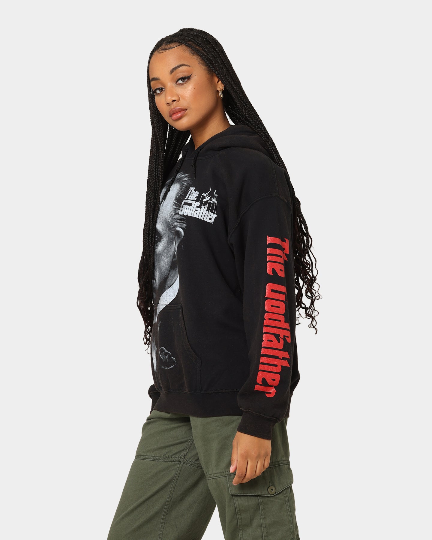 The Godfather Vintage Hoodie - Black Wash Distressed Cotton Pullover | American Thrift Streetwear | Perfect for Movie Fans & Retro Fashion Lovers