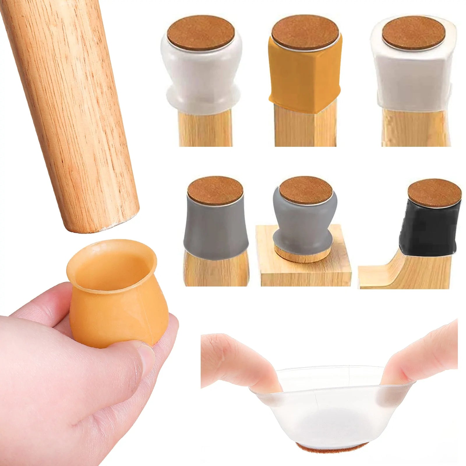 16-Piece Silicone Furniture Leg Protectors - Non-Slip Floor Protectors for Chairs, Tables & Couches | Scratch & Noise Reduction for Hardwood & Tile Floors | Home & Office Use
