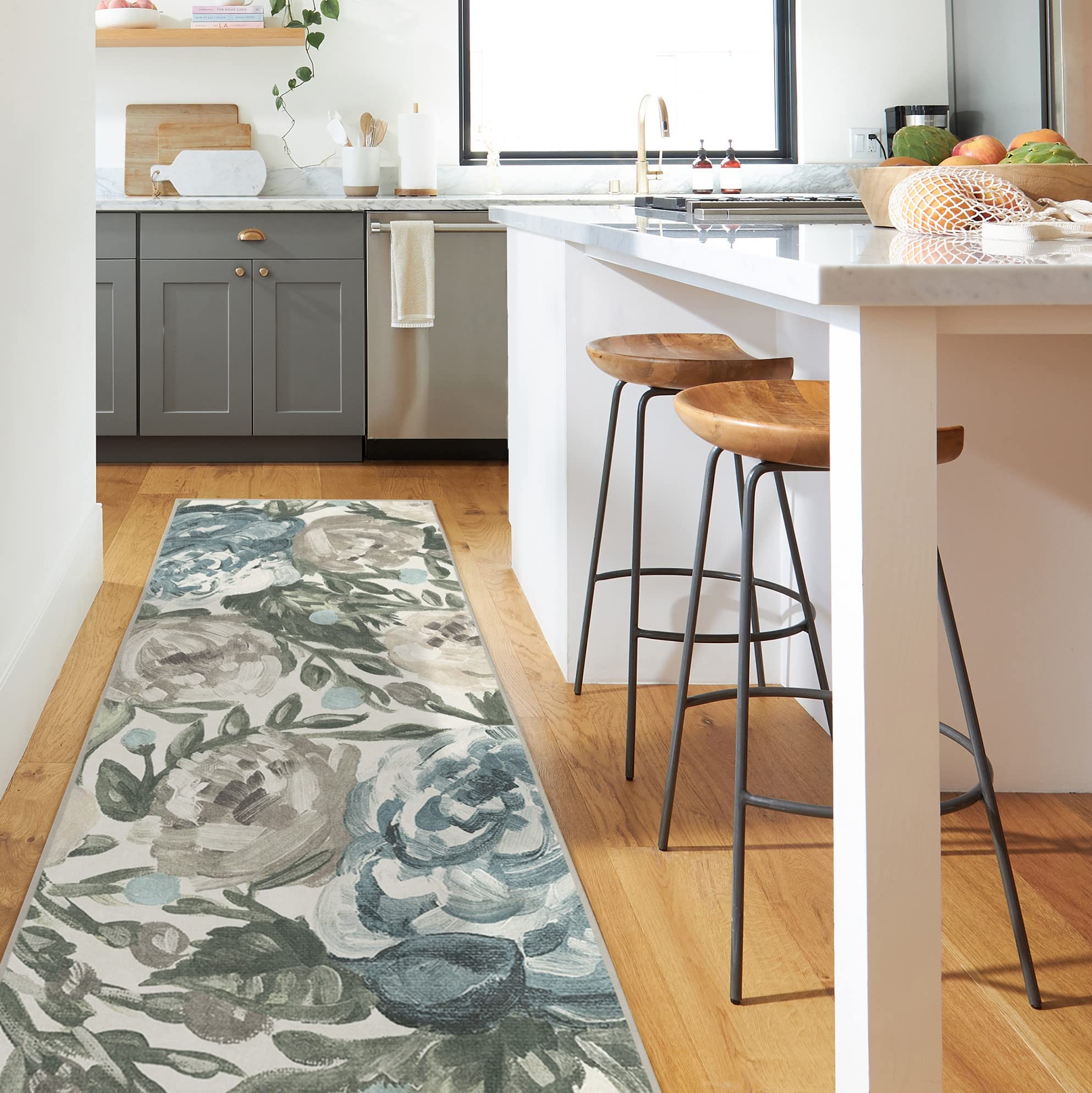 Washable 2x7 Runner Rug - Camellia Jade Non-Slip Ruggable Rug for Hallway, Kitchen, Entryway | Premium Indoor Rug for Living Room, Bedroom, Office with Gripper Pad | Perfect for High Traffic Areas and Pet-Friendly Homes