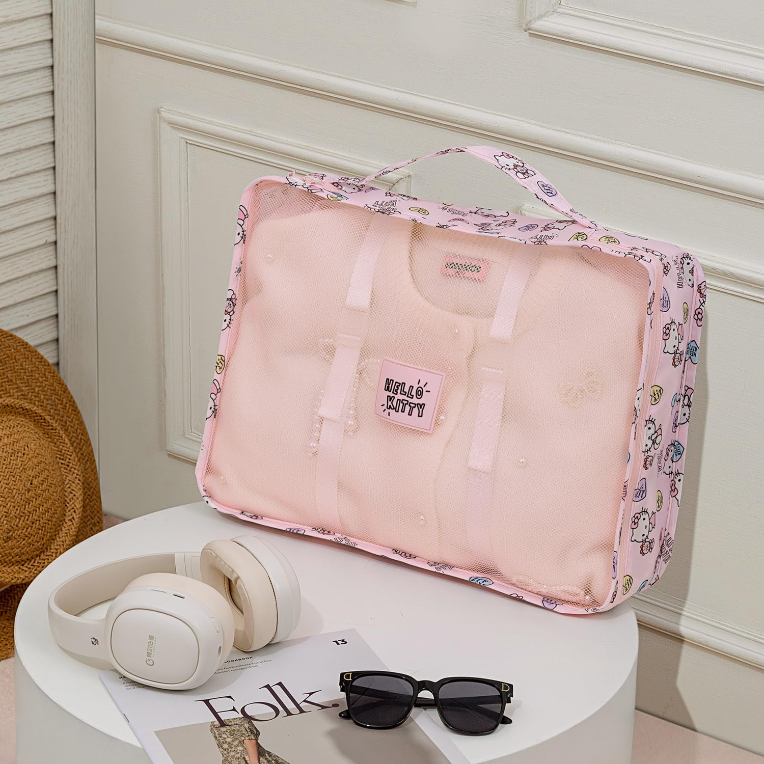 AmBealla 6-Piece Travel Organizer Set - Waterproof Pink Twill Packing Cubes for Luggage & Suitcase | Perfect for Business Trips, Vacations & Women's Clothing Storage | Compact Travel Accessories for Organized Packing