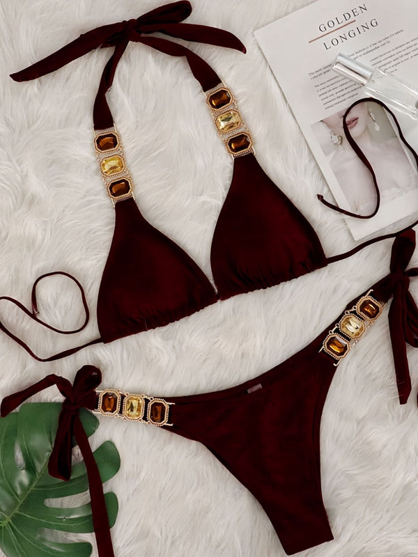 ZASUWA Women's Sexy Crystal Bikini Set - Swimsuit for Beach, Pool Party & Summer Vacation