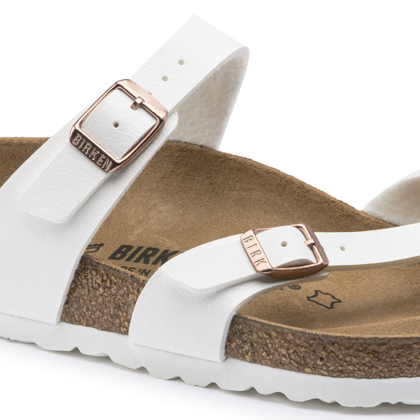 Birkenstock Mayari Birko-Flor Classic Footbed Sandals - Women's Comfortable White Leather Sandals for Summer, Beach & Casual Wear