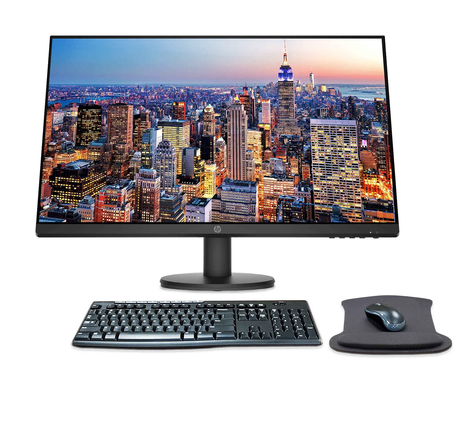 HP P27v G4 27 Inch Full HD 1080p IPS LED Monitor with HDMI & VGA Ports - Includes Wireless Keyboard Mouse Combo & Gel Mouse Pad - Perfect for Home Office, Gaming, and Workstations