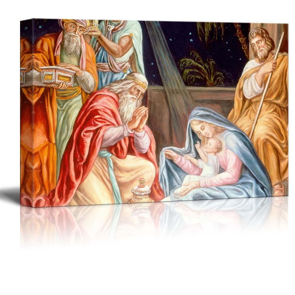 Wall26 - Adoration of The Wise Men (Baby Jesus) - Premium Canvas Print Wall Art, Famous Oil Painting Reproduction - 32