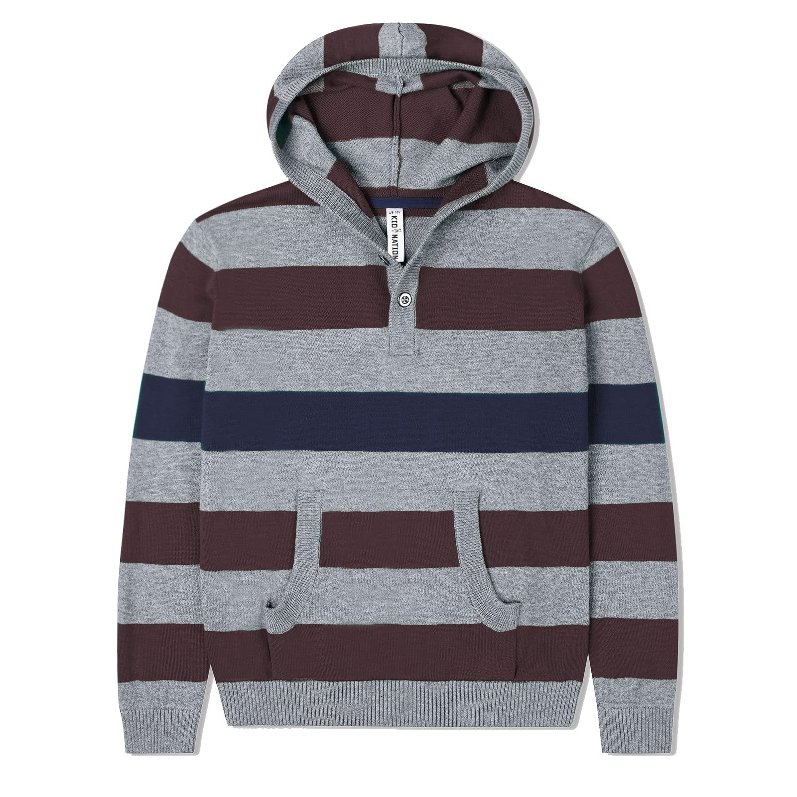 **Boys' Cotton Striped Hoodie - 100% Soft Knit Pullover Sweater for Kids & Toddlers - Cozy Winter Wear for School & Play**