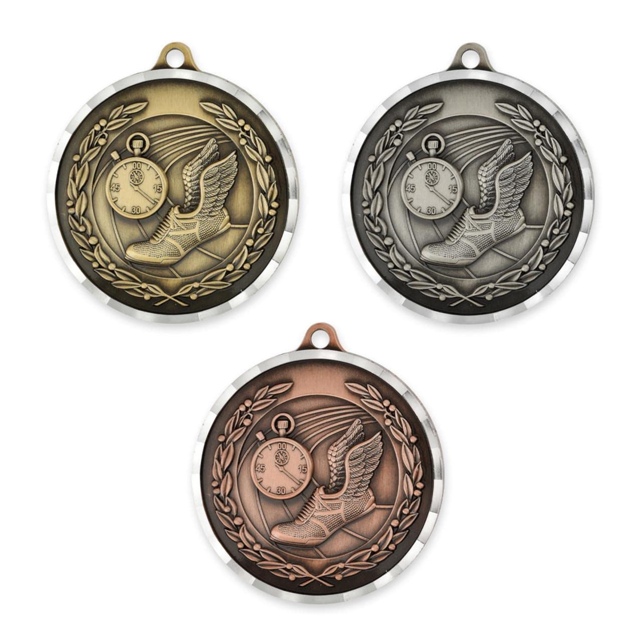 PinMart 2 Inch Diamond Cut Track Award Sports Medal - Perfect for Track Meets, Running Competitions & Athletic Achievement Recognition