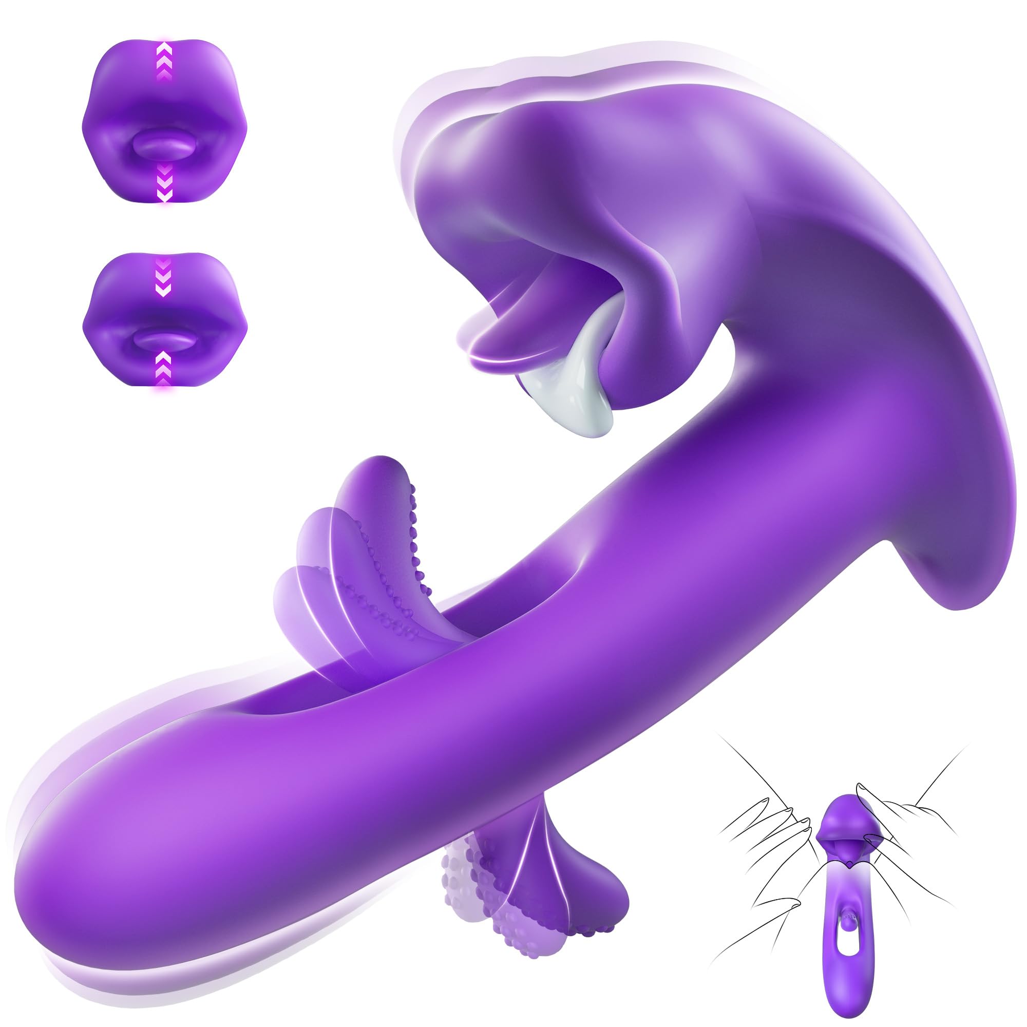 FOBONO G Spot Vibrator for Women - Rose Sex Toy with 7 Kissing Modes, 7 Vibration Speeds & 10 Thrusting Patterns - Wearable Clitoral Stimulator for Couples Play & Solo Pleasure - Perfect for Romantic Nights & Self-Care Moments