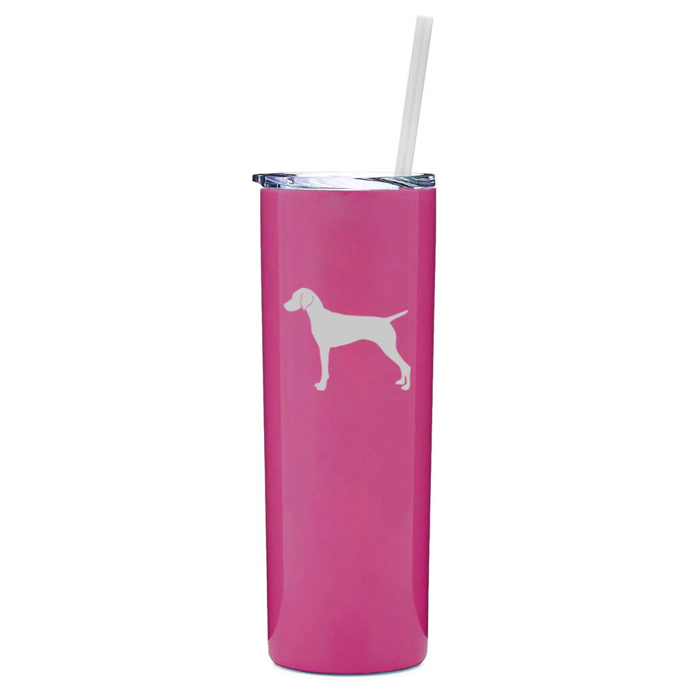 20 oz Skinny Tall Stainless Steel Vacuum Insulated Tumbler with Straw - Leakproof Travel Mug for Coffee & Tea, Double Wall Insulation Keeps Drinks Hot/Cold for Hours - Perfect for Office, Gym, Hiking & Commuting (Hot Pink)