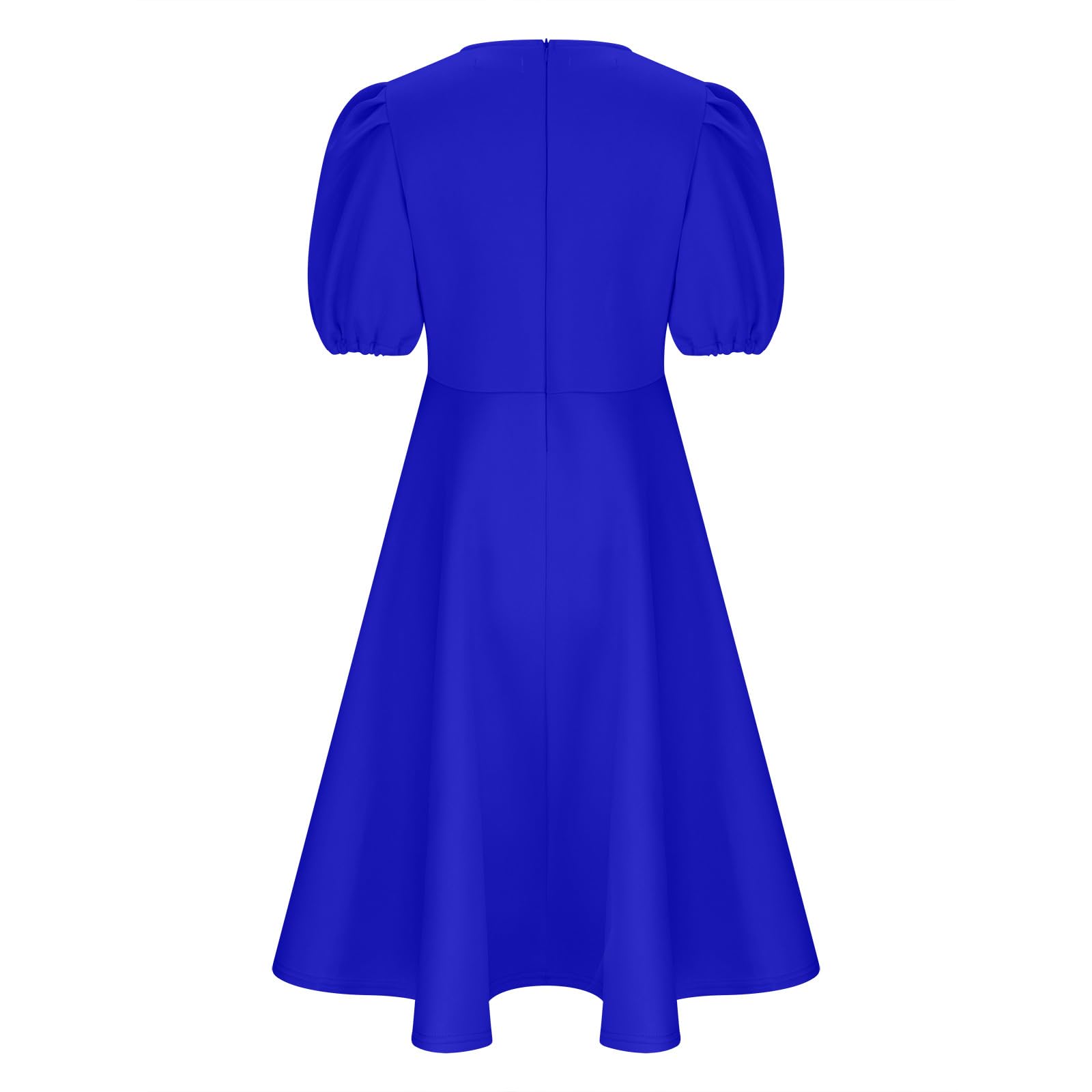Uillui Women's Plus Size Bubble Sleeve A-Line Dress with Tapered Waist - Flowy Swing Cocktail Party Dress for Prom, Wedding & Formal Events